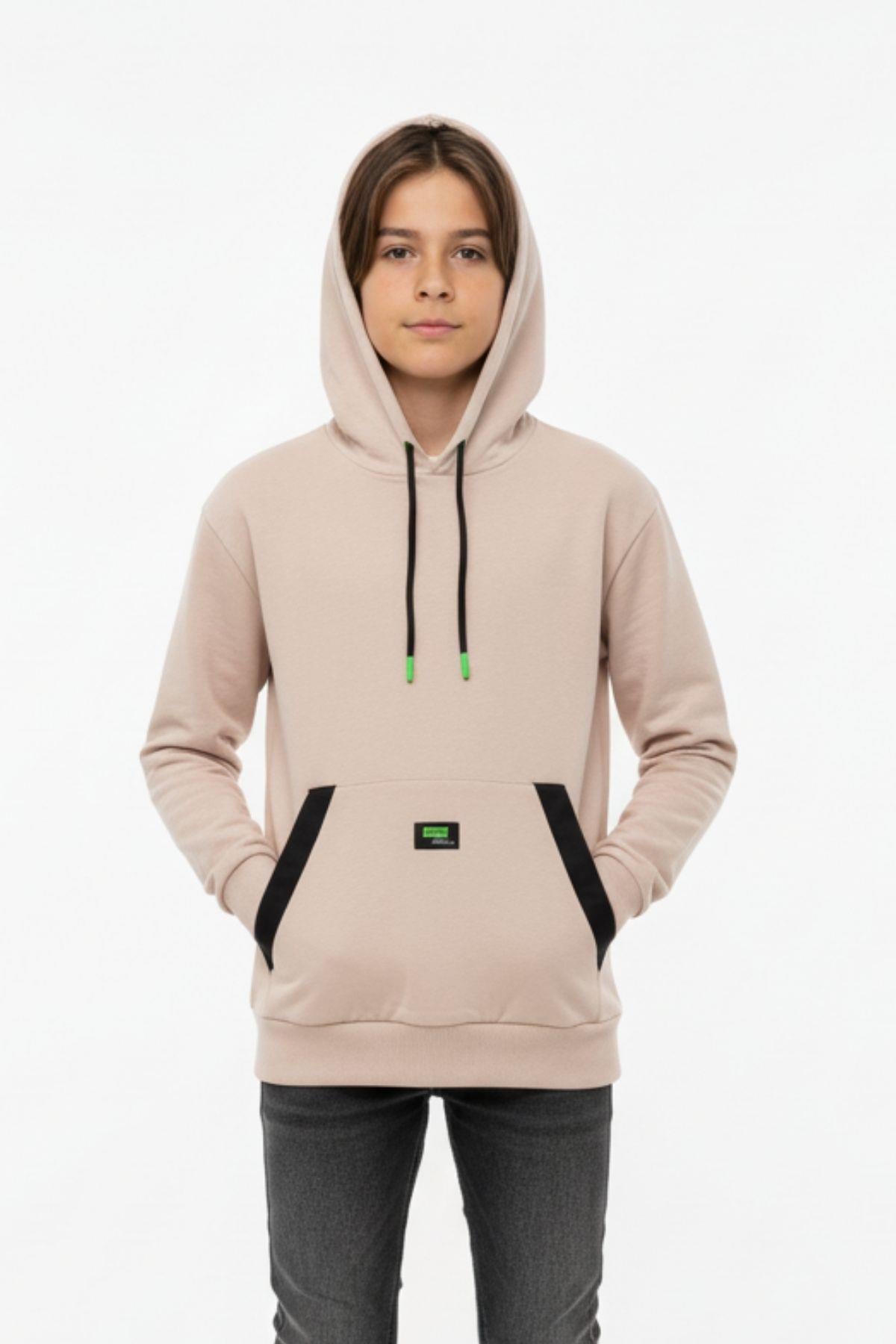 Kapüşonlu Kanguru Cepli 2 İplik Mevsimlik Erkek Çocuk Sweatshirt