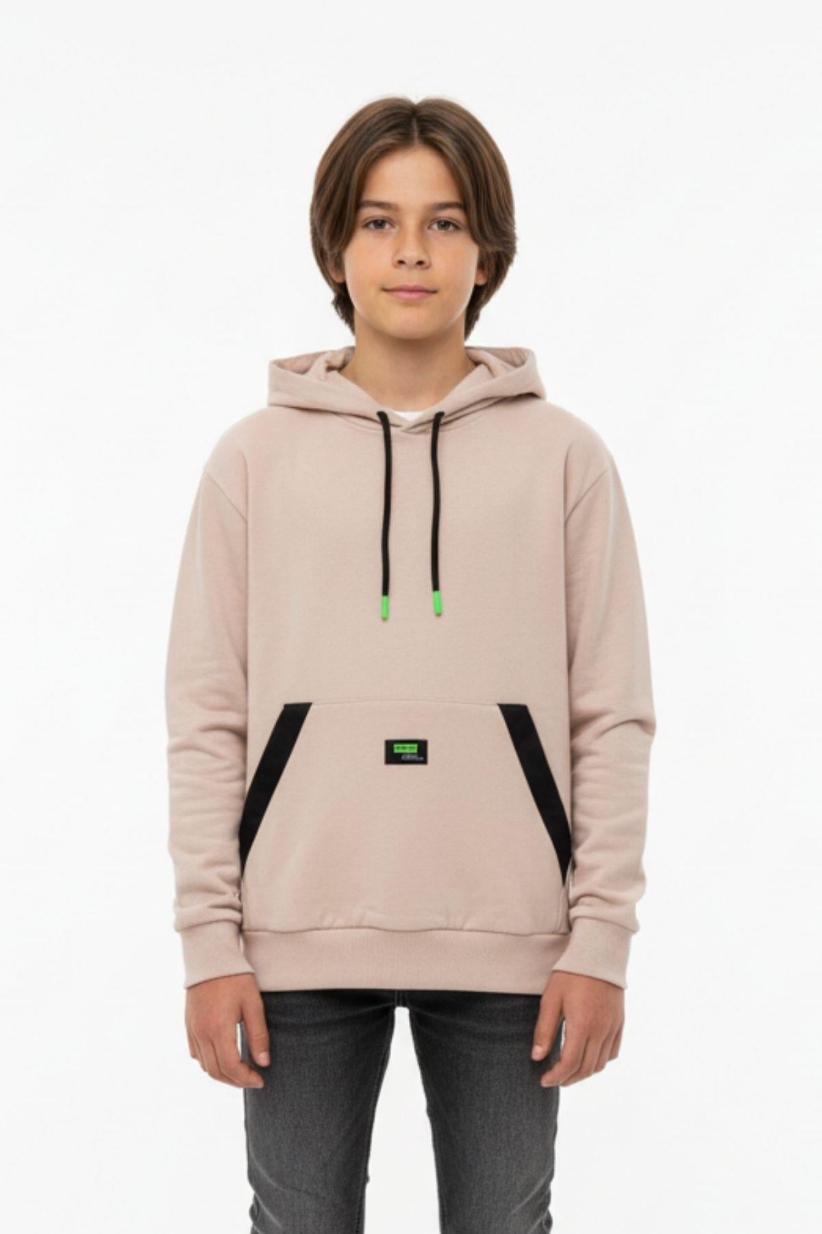 Kapüşonlu Kanguru Cepli 2 İplik Mevsimlik Erkek Çocuk Sweatshirt