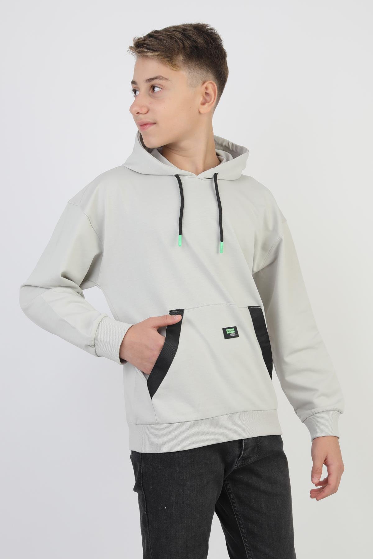 Kapüşonlu Kanguru Cepli Erkek Çocuk Sweatshirt