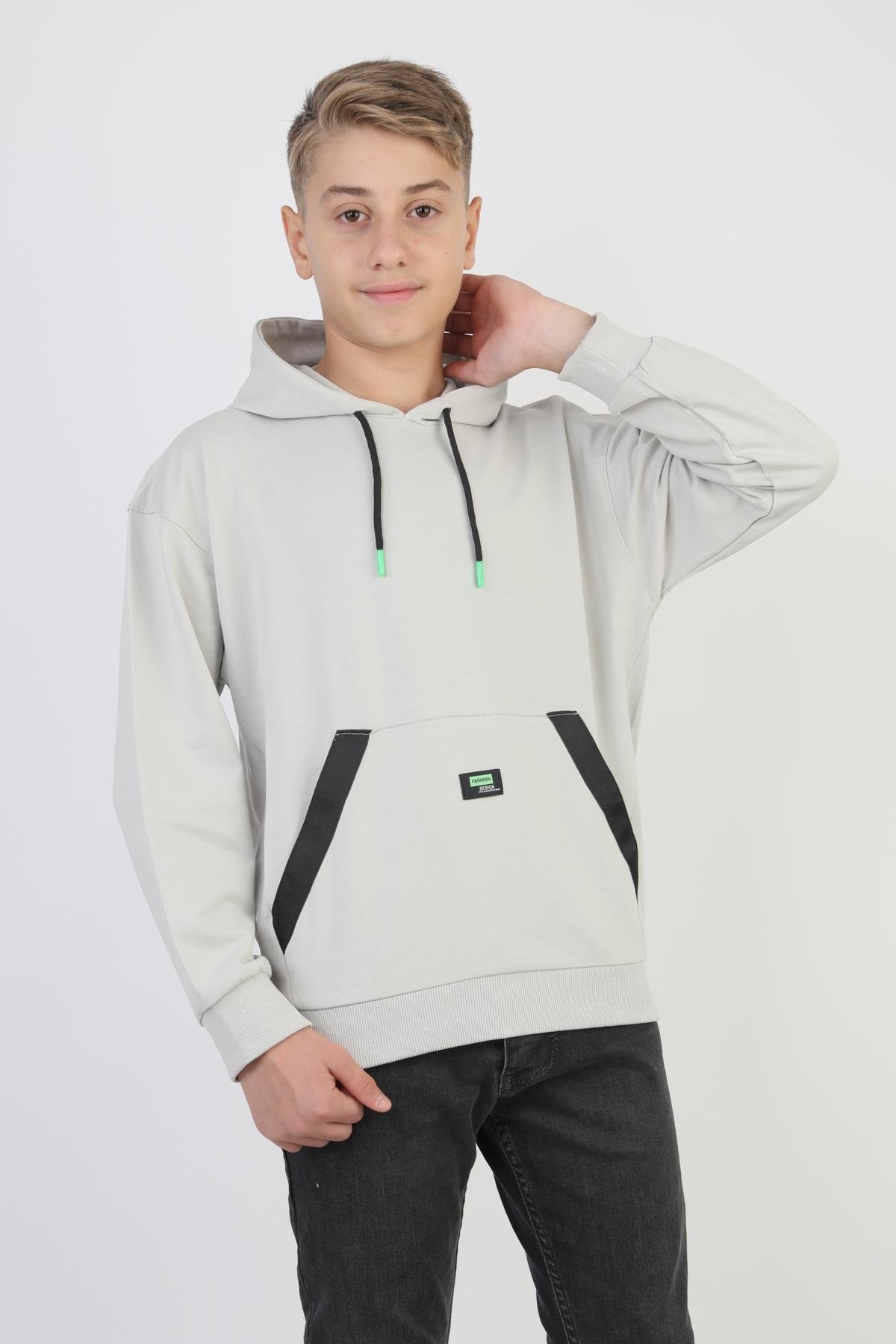 Kapüşonlu Kanguru Cepli Erkek Çocuk Sweatshirt