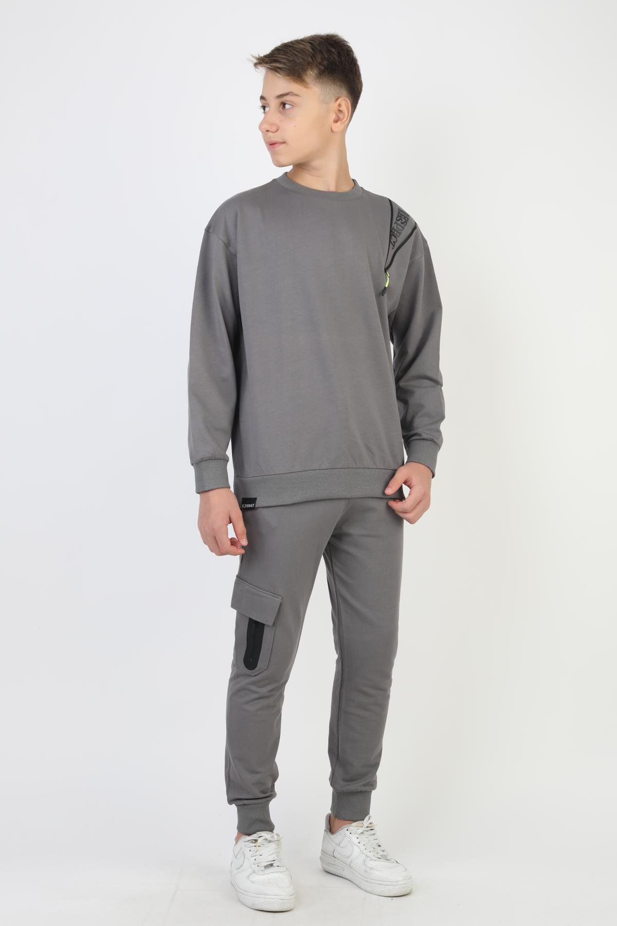 Mevsimlik Respect Baskılı 2 İplik %100 Pamuk 2 İplik Uzun Kollu Erkek Çocuk Sweatshirt