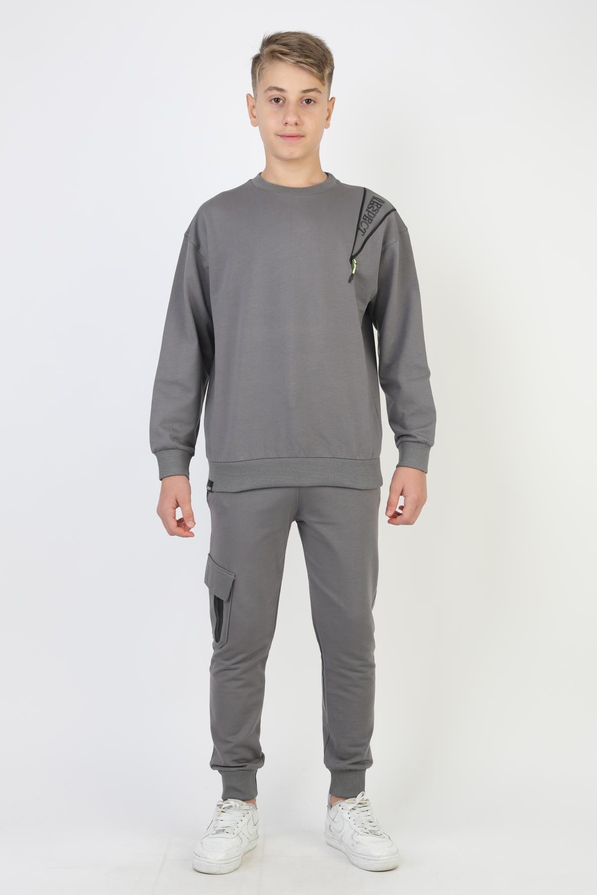 Mevsimlik Respect Baskılı 2 İplik %100 Pamuk 2 İplik Uzun Kollu Erkek Çocuk Sweatshirt