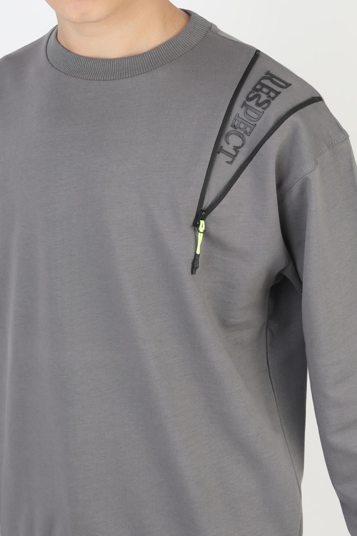 Mevsimlik Respect Baskılı 2 İplik %100 Pamuk 2 İplik Uzun Kollu Erkek Çocuk Sweatshirt