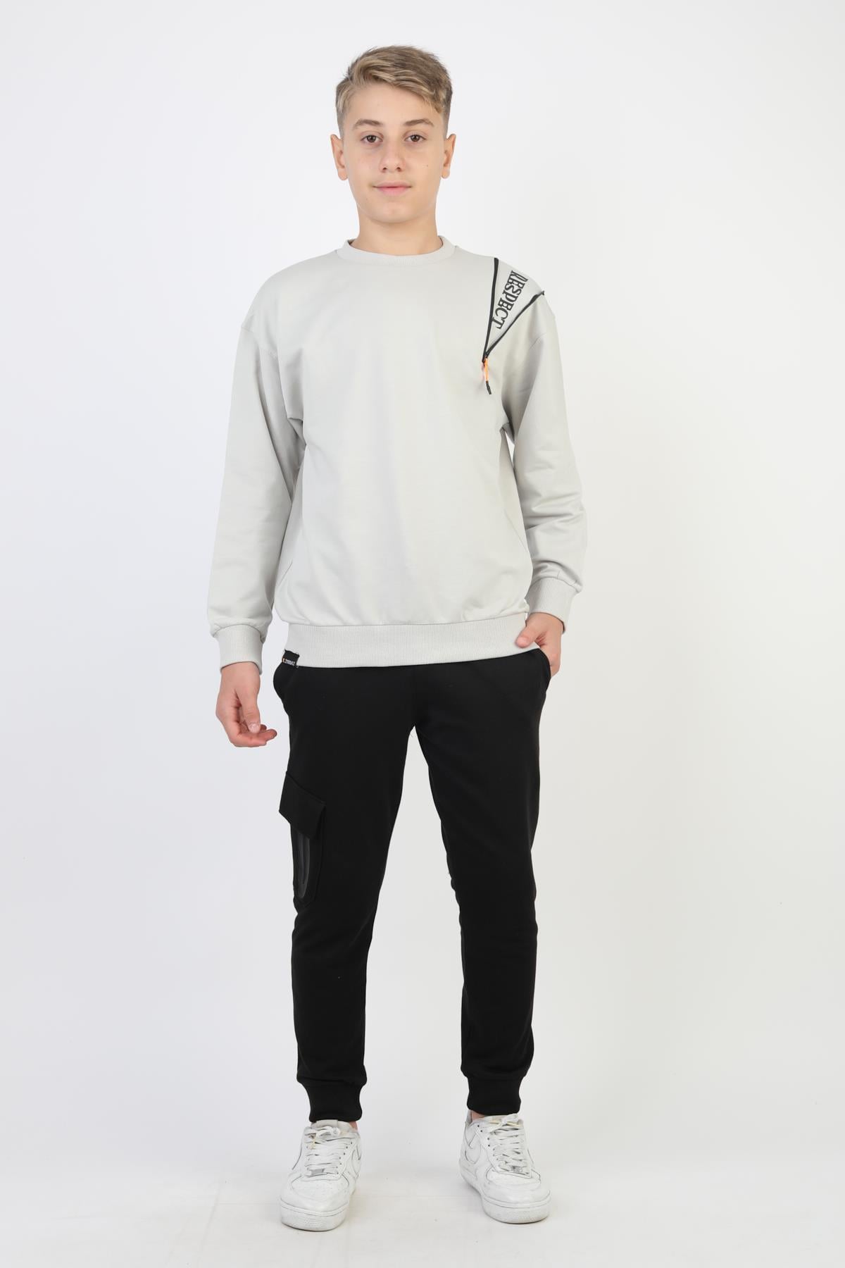 Mevsimlik Respect Baskılı 2 İplik %100 Pamuk 2 İplik Uzun Kollu Erkek Çocuk Sweatshirt