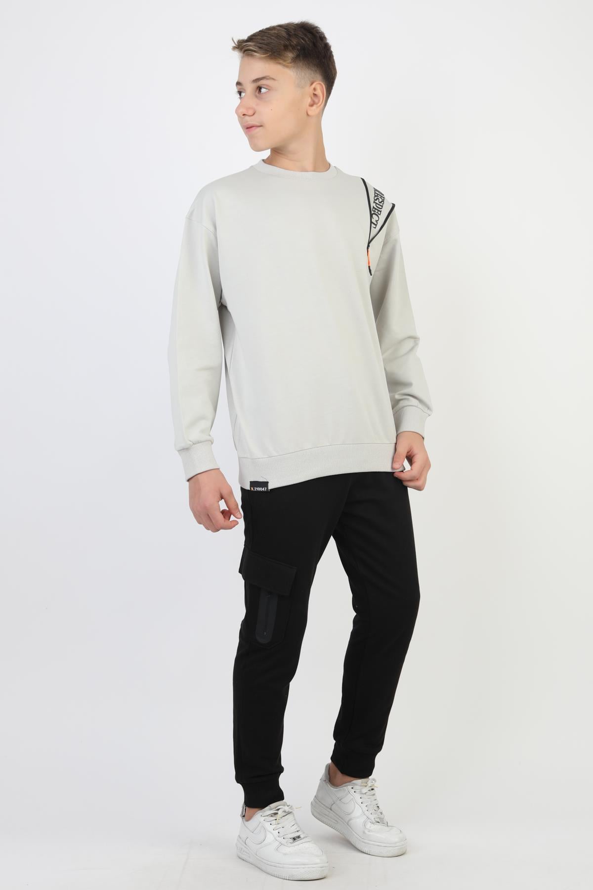 Mevsimlik Respect Baskılı 2 İplik %100 Pamuk 2 İplik Uzun Kollu Erkek Çocuk Sweatshirt