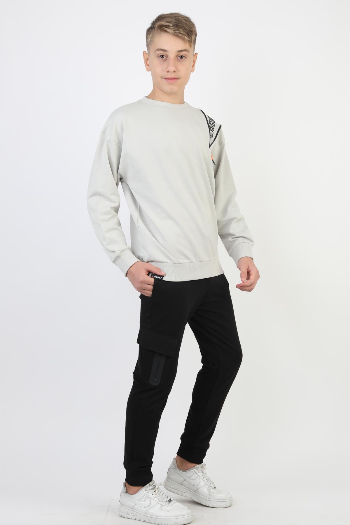 Mevsimlik Respect Baskılı 2 İplik %100 Pamuk 2 İplik Uzun Kollu Erkek Çocuk Sweatshirt