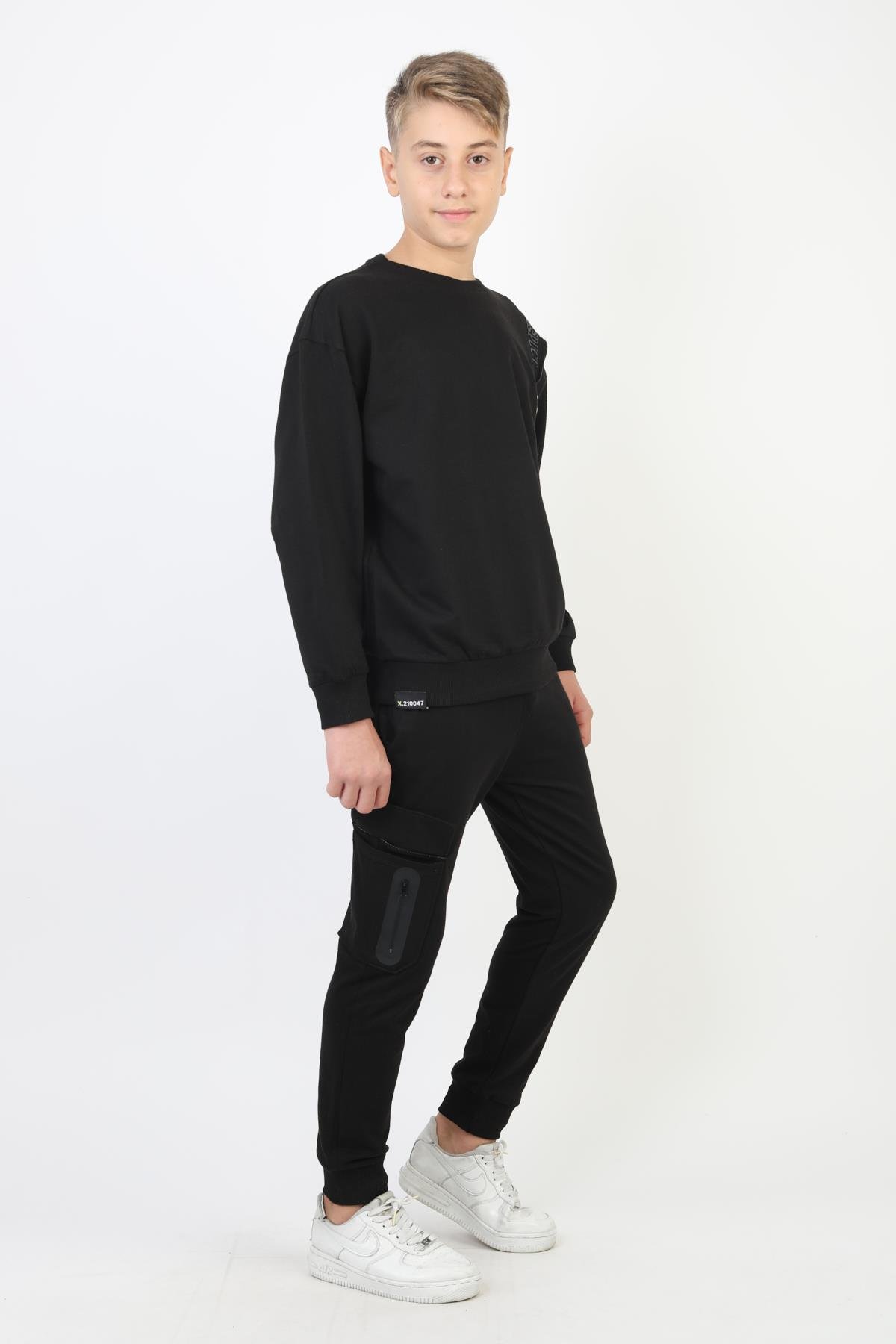 Mevsimlik Respect Baskılı 2 İplik %100 Pamuk 2 İplik Uzun Kollu Erkek Çocuk Sweatshirt