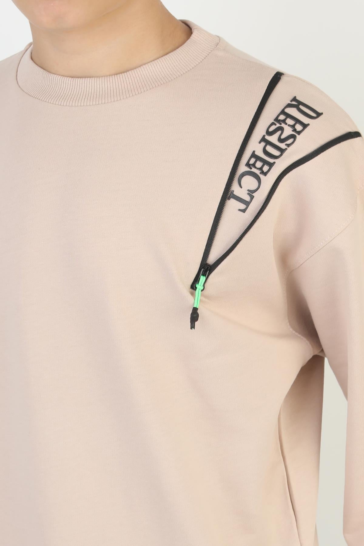 Mevsimlik Respect Baskılı 2 İplik %100 Pamuk 2 İplik Uzun Kollu Erkek Çocuk Sweatshirt