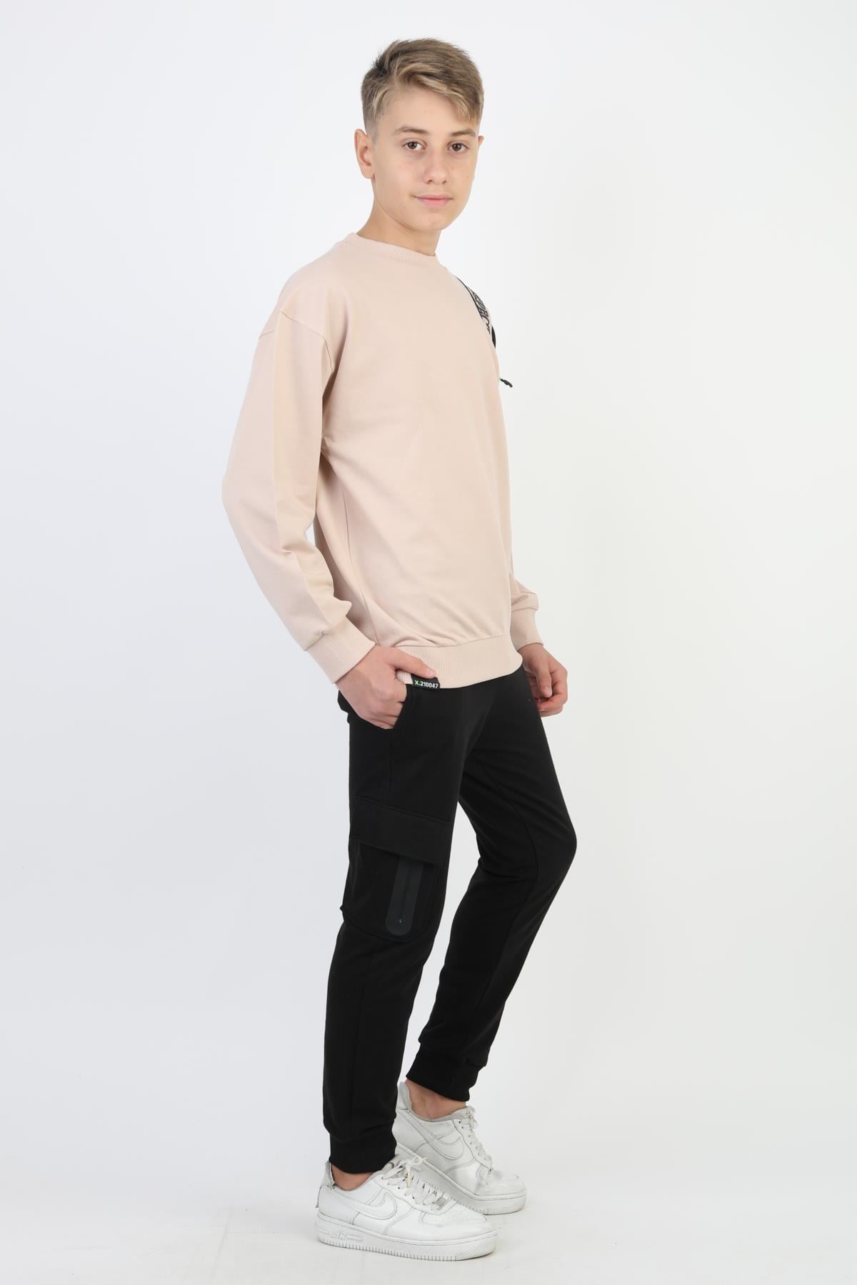 Mevsimlik Respect Baskılı 2 İplik %100 Pamuk 2 İplik Uzun Kollu Erkek Çocuk Sweatshirt