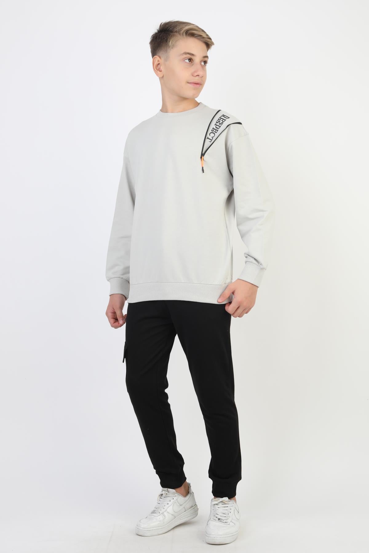Mevsimlik Respect Baskılı 2 İplik %100 Pamuk 2 İplik Uzun Kollu Erkek Çocuk Sweatshirt