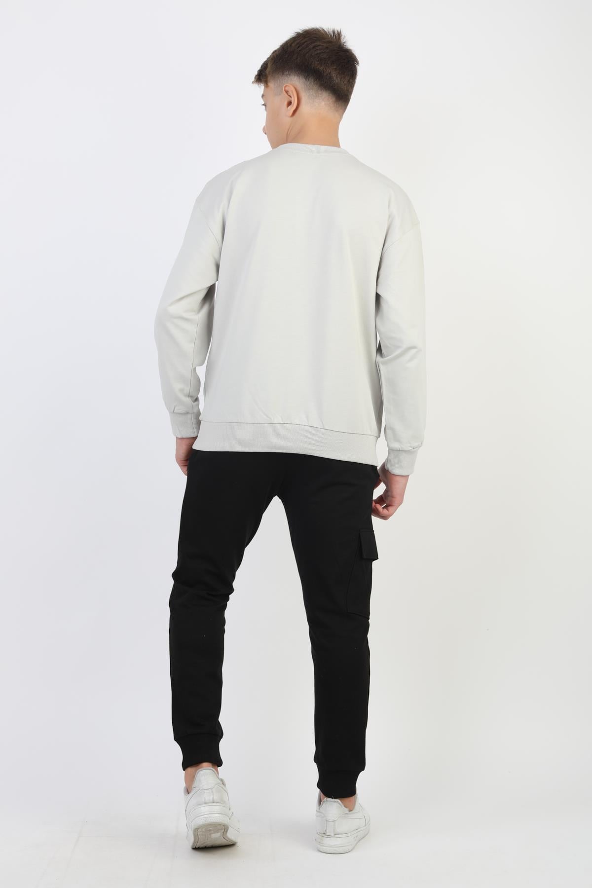 Mevsimlik Respect Baskılı 2 İplik %100 Pamuk 2 İplik Uzun Kollu Erkek Çocuk Sweatshirt