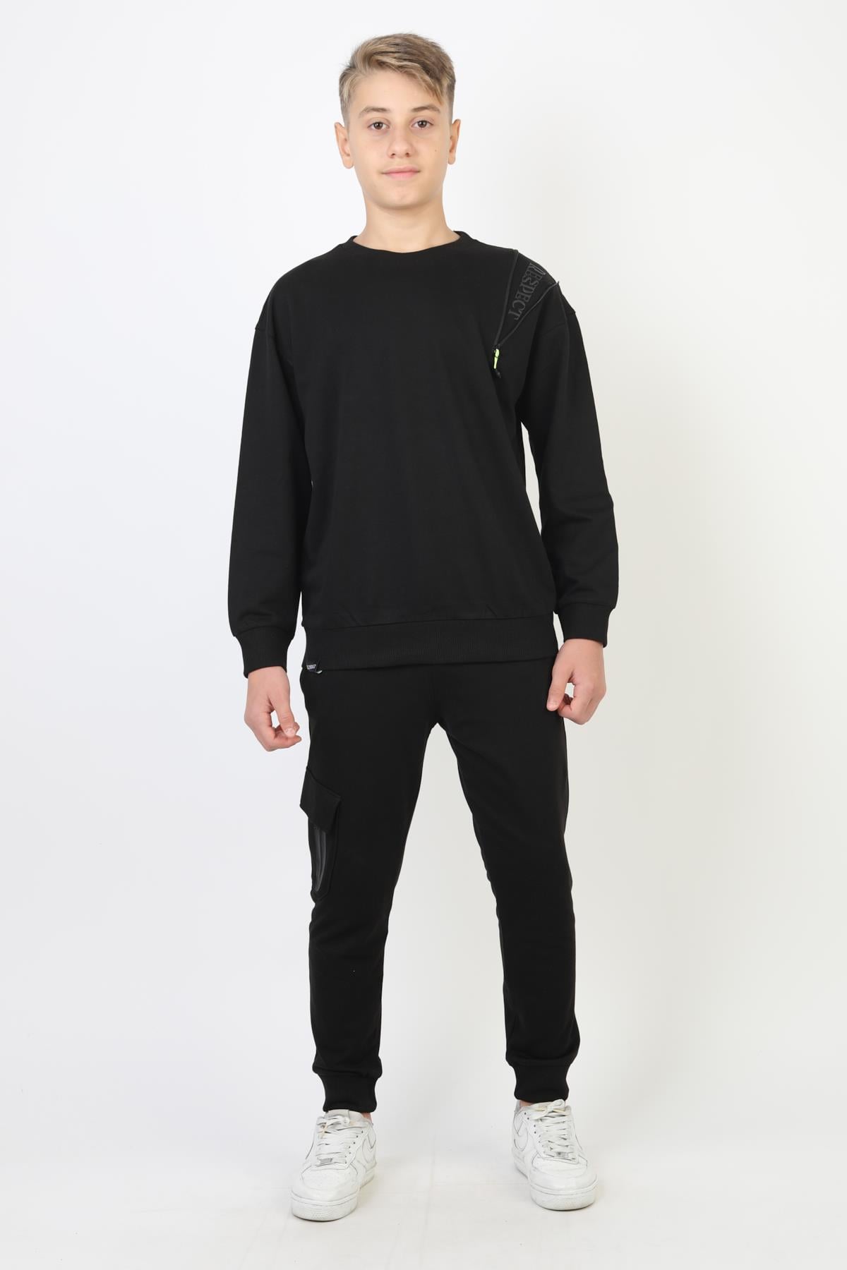 Mevsimlik Respect Baskılı 2 İplik %100 Pamuk 2 İplik Uzun Kollu Erkek Çocuk Sweatshirt