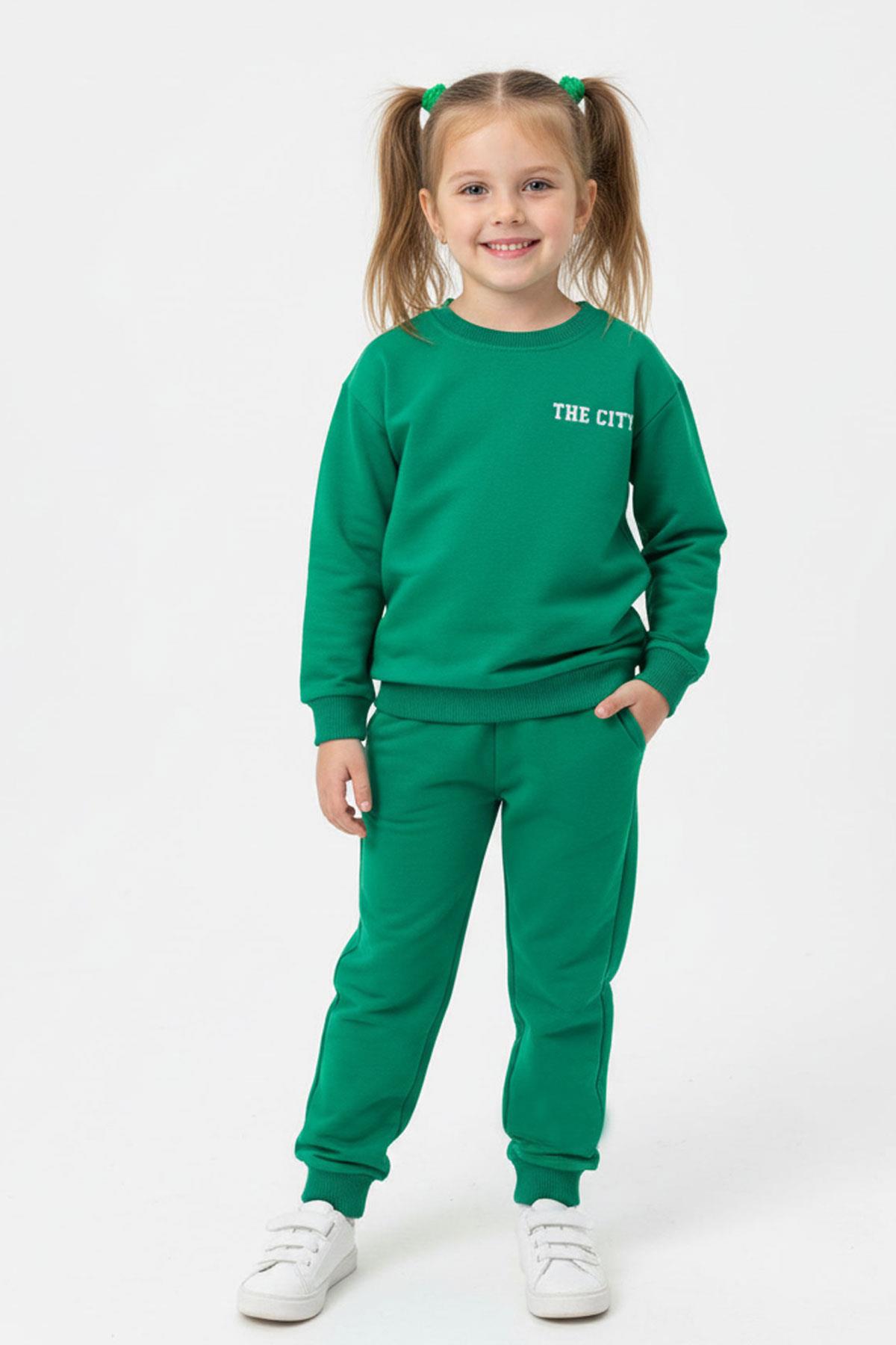 The CITY Baskılı Pamuk 2 İplik Mevsimlik Unisex Çocuk Takım