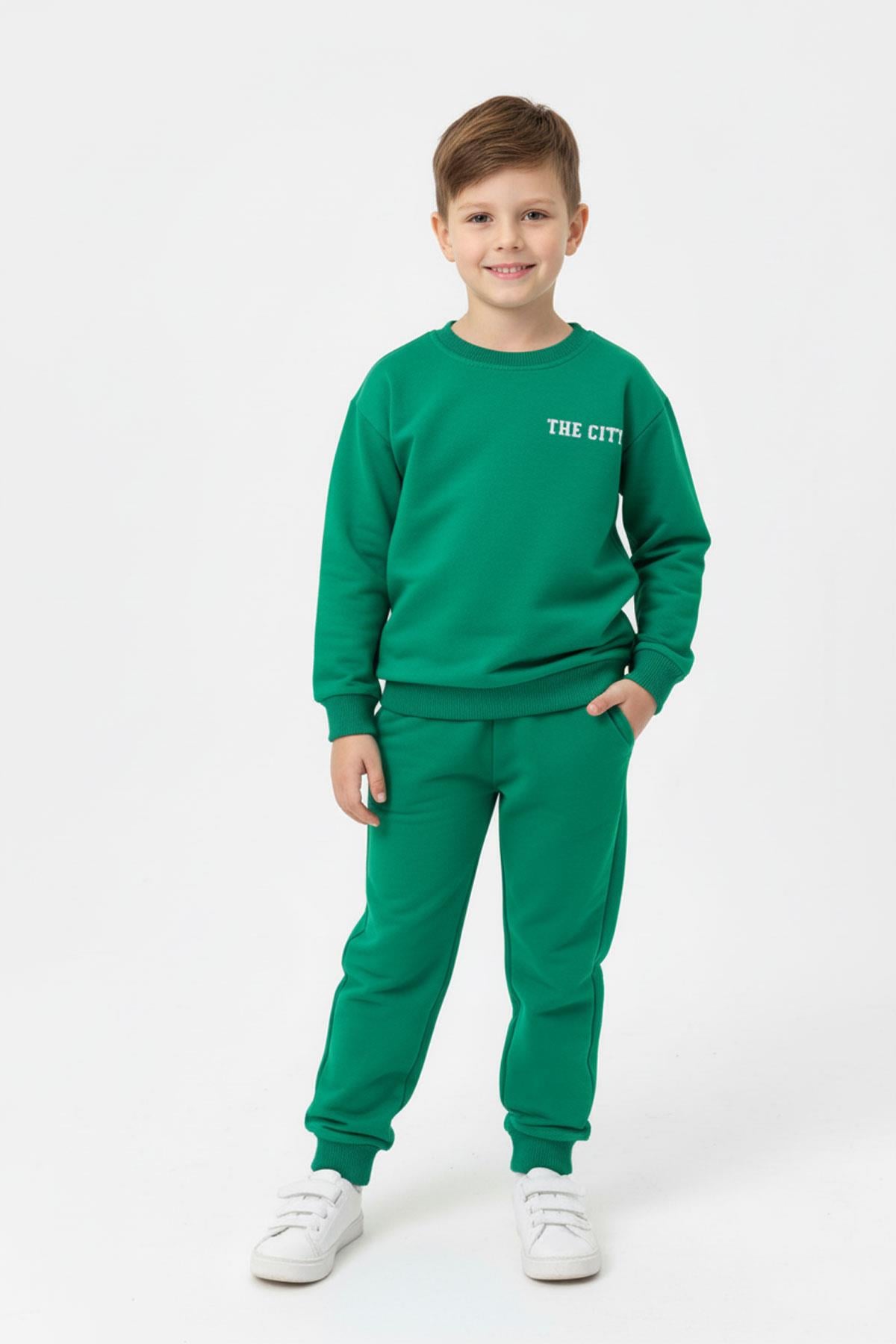 The CITY Baskılı Pamuk 2 İplik Mevsimlik Unisex Çocuk Takım