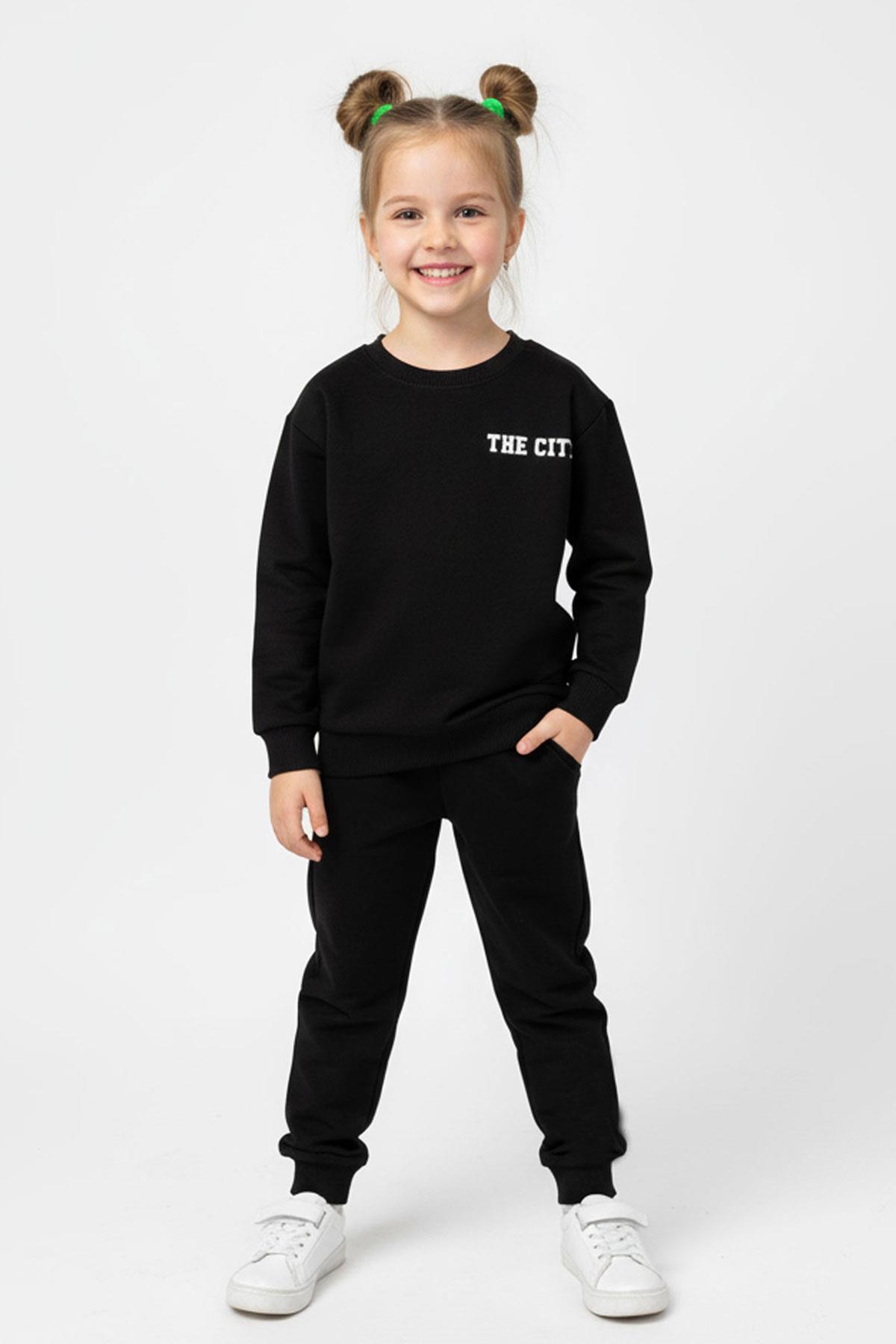 The CITY Baskılı Pamuk 2 İplik Mevsimlik Unisex Çocuk Takım