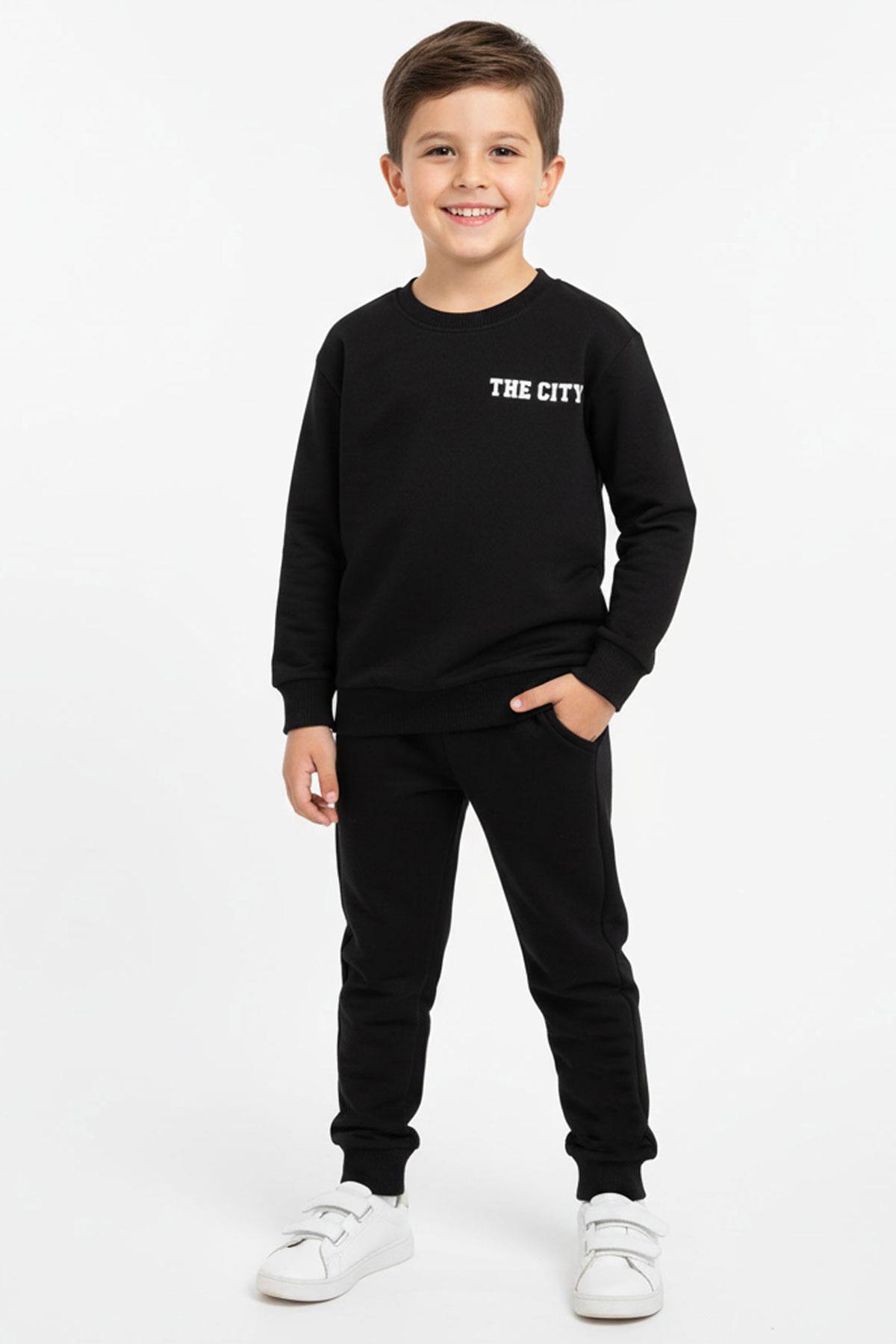 The CITY Baskılı Pamuk 2 İplik Mevsimlik Unisex Çocuk Takım