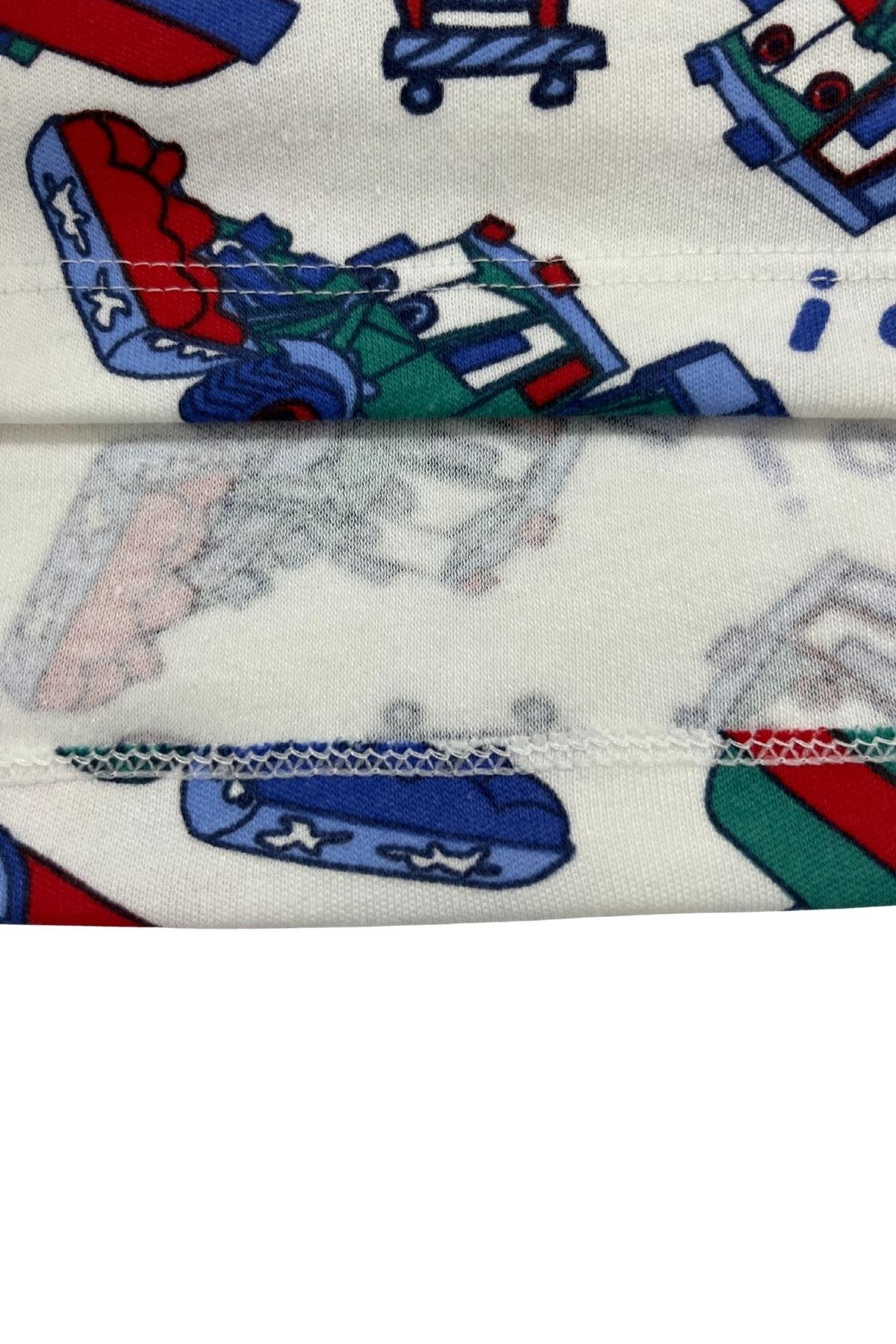 Traktör ve İş Makinesi Desenli Uzun Kollu Mevsimlik Erkek Çocuk Pamuk Pijama Takımı