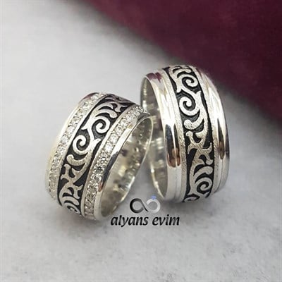 ALTIN kaplama Çift GÜMÜŞ ALYANS
