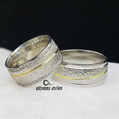 Cnc Desenli Çift GÜMÜŞ ALYANS
