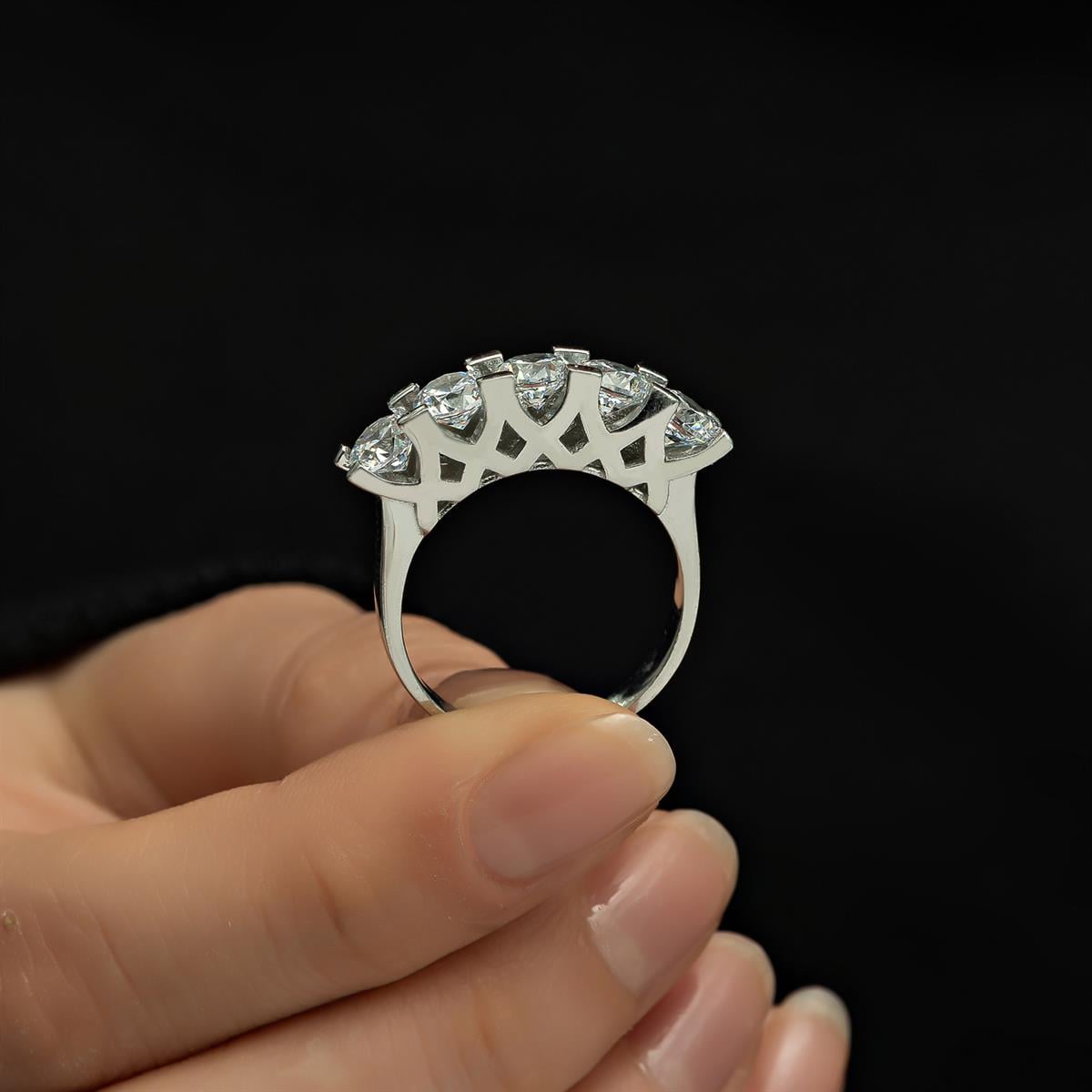 Gümüş Swarovski Zirconia Taşlı Beştaş Yüzük