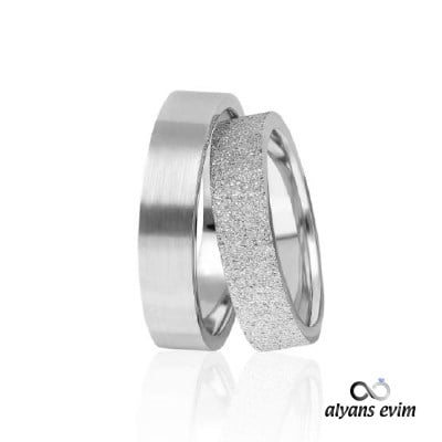 Kumlu Model 6 mm Çift Gümüş Alyans