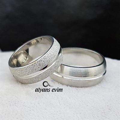 RODYUM kaplama Çift GÜMÜŞ ALYANS