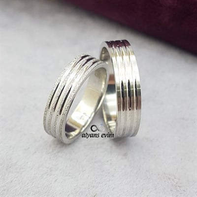 RODYUM kaplamalı Çift GÜMÜŞ ALYANS