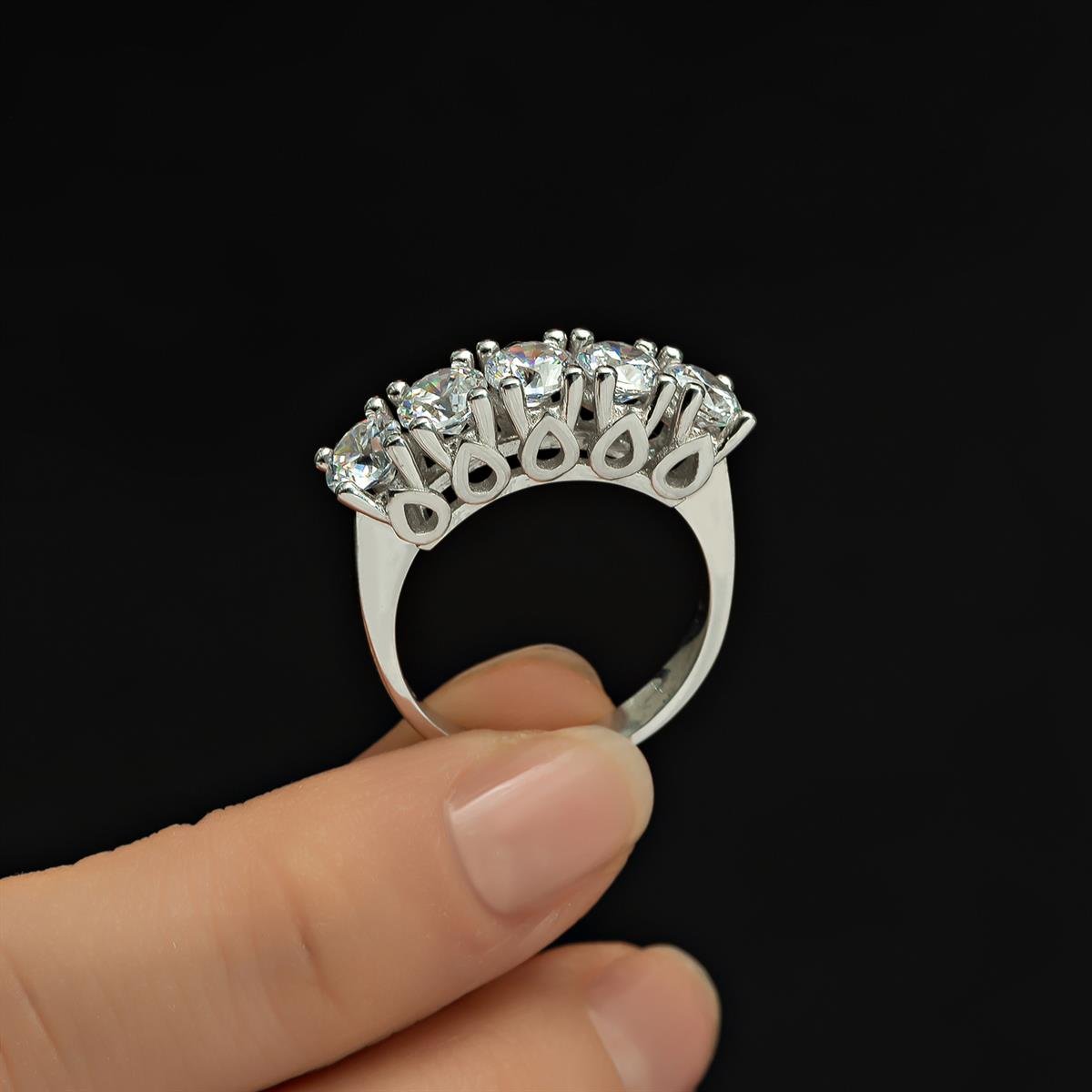 Swarovski Taşlı Gümüş Beştaş Yüzük