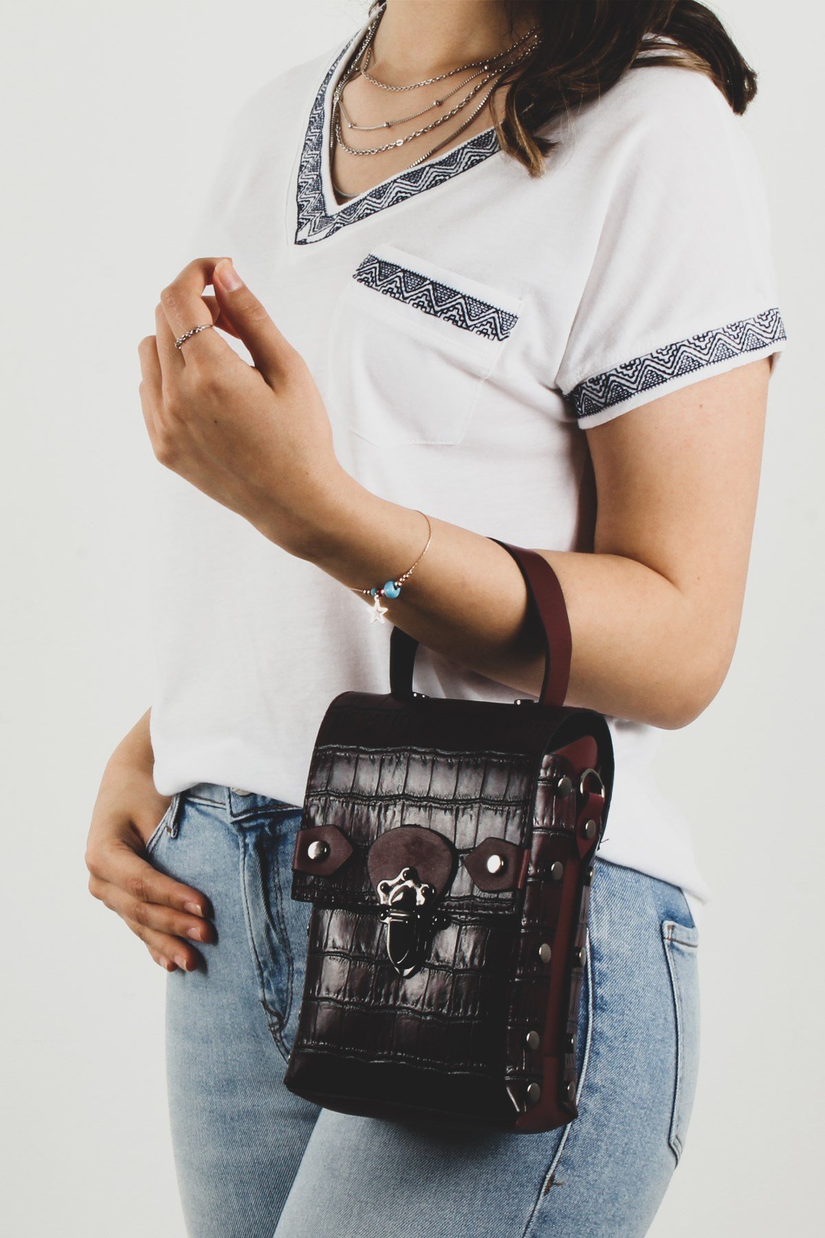 LWE20284-BRDLuwweLuwwe Bag'sBordo Kadın El ve Omuz Çantası (LWE20284-BRD)