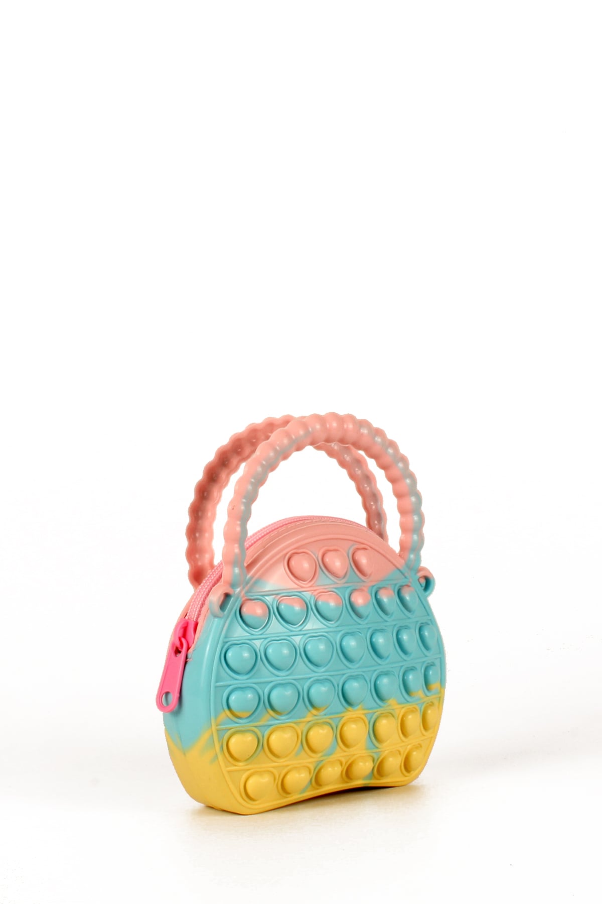 LWE60661-CokRnkPmbTalhaLuwwe Bag'sÇocuk Pop It Push Bubble Fidget Popit Eğitici Oyuncak Ayarlanabilir Askılı El ve Omuz Çantası 13x11cm 36 Kalp Baloncuklu (60661)