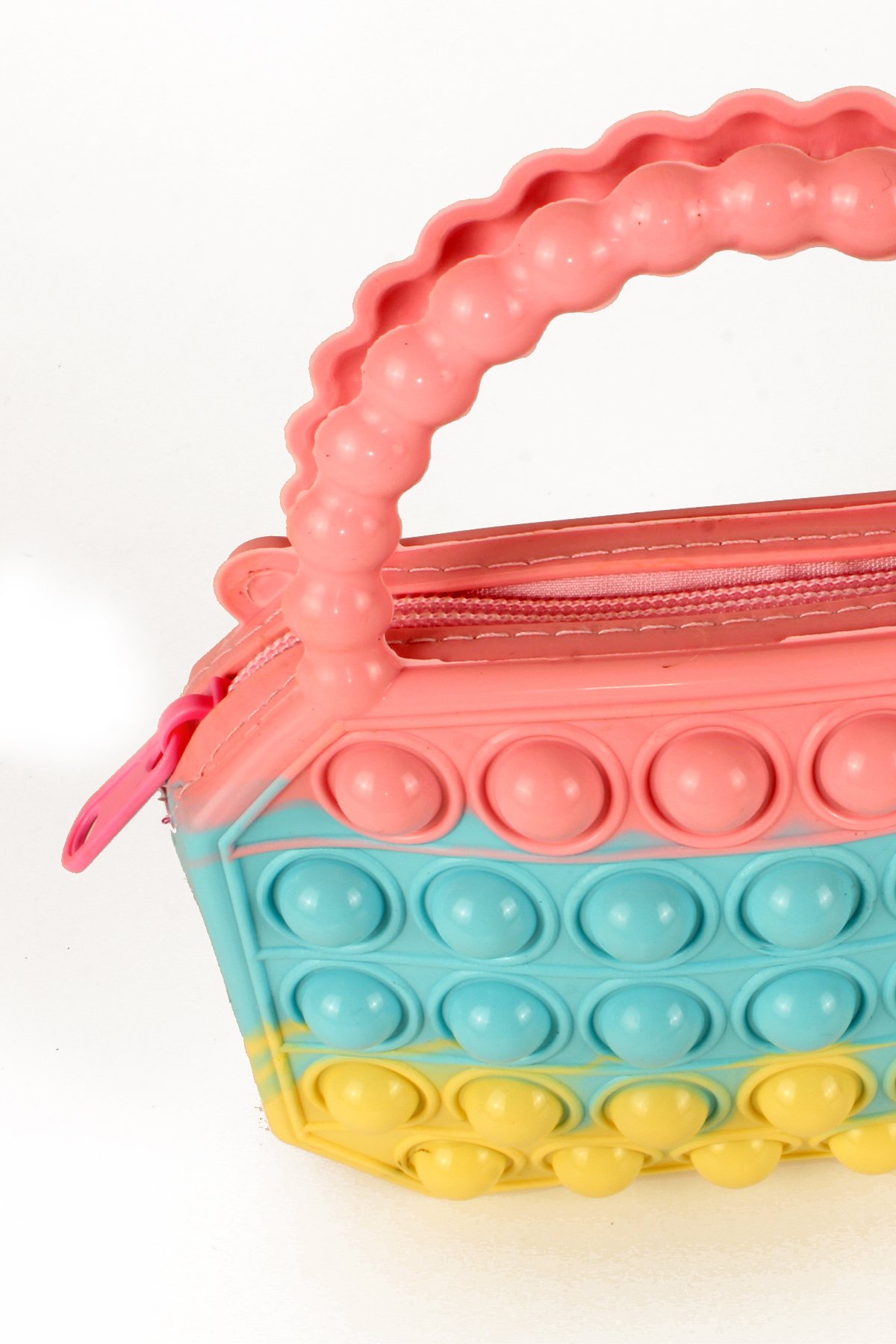 LWE60662-CokRnkPmbTalhaLuwwe Bag'sÇocuk Pop It Push Bubble Fidget Popit Eğitici Oyuncak Ayarlanabilir Askılı El ve Omuz Çantası 15x10cm 33 Baloncuklu (60662)