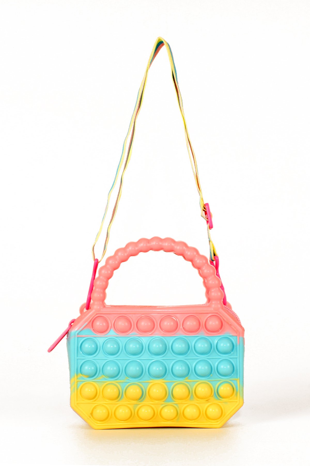 LWE60662-CokRnkPmbTalhaLuwwe Bag'sÇocuk Pop It Push Bubble Fidget Popit Eğitici Oyuncak Ayarlanabilir Askılı El ve Omuz Çantası 15x10cm 33 Baloncuklu (60662)