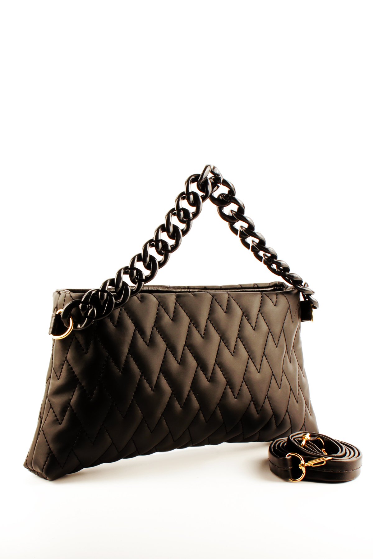 LWE20762-SyhVarLuwwe Bag'sKadın Baget Tarz Zincir El Askı Detaylı Nakışlı Saten El ve Omuz Çantası (20762)