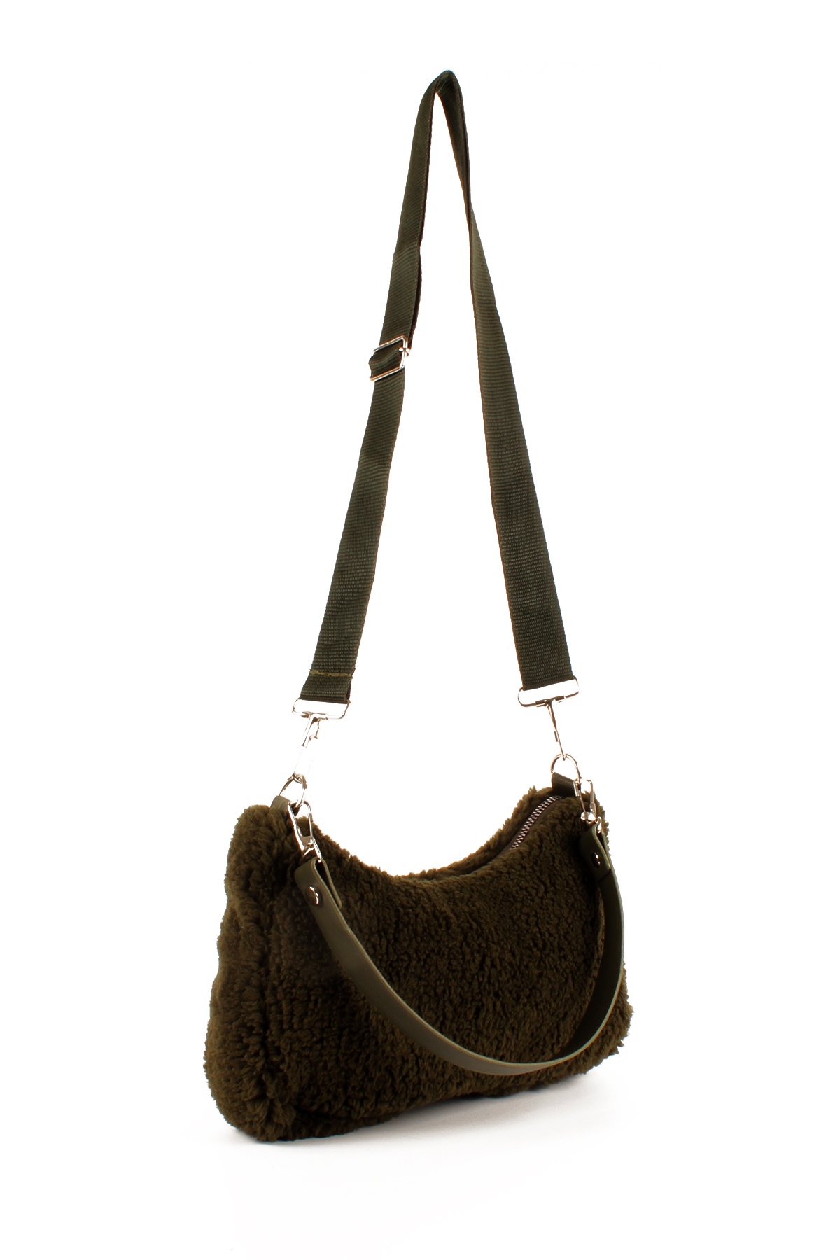 LWE10716-SyhTalhaLuwwe Bag'sKadın Çift Askılı Suni Kürklü-Peluş Baget Omuz Çantası (10716)