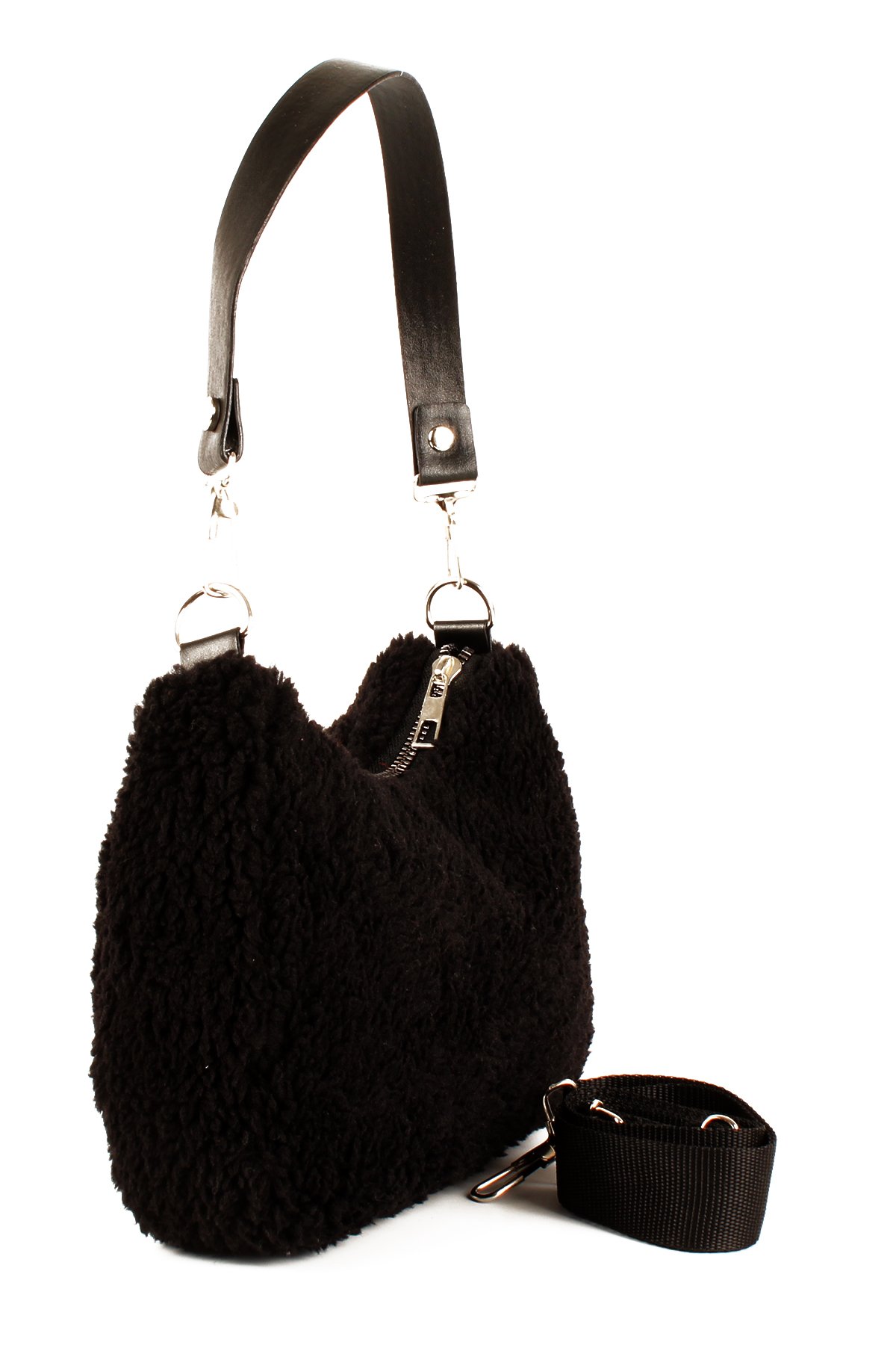 LWE10716-SyhTalhaLuwwe Bag'sKadın Çift Askılı Suni Kürklü-Peluş Baget Omuz Çantası (10716)