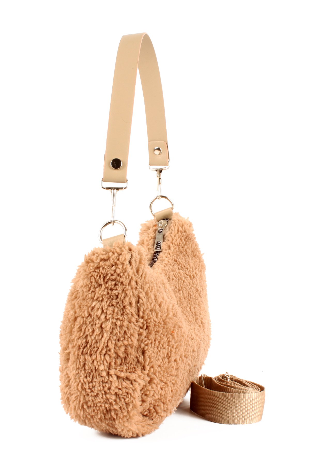 LWE10716-SyhTalhaLuwwe Bag'sKadın Çift Askılı Suni Kürklü-Peluş Baget Omuz Çantası (10716)