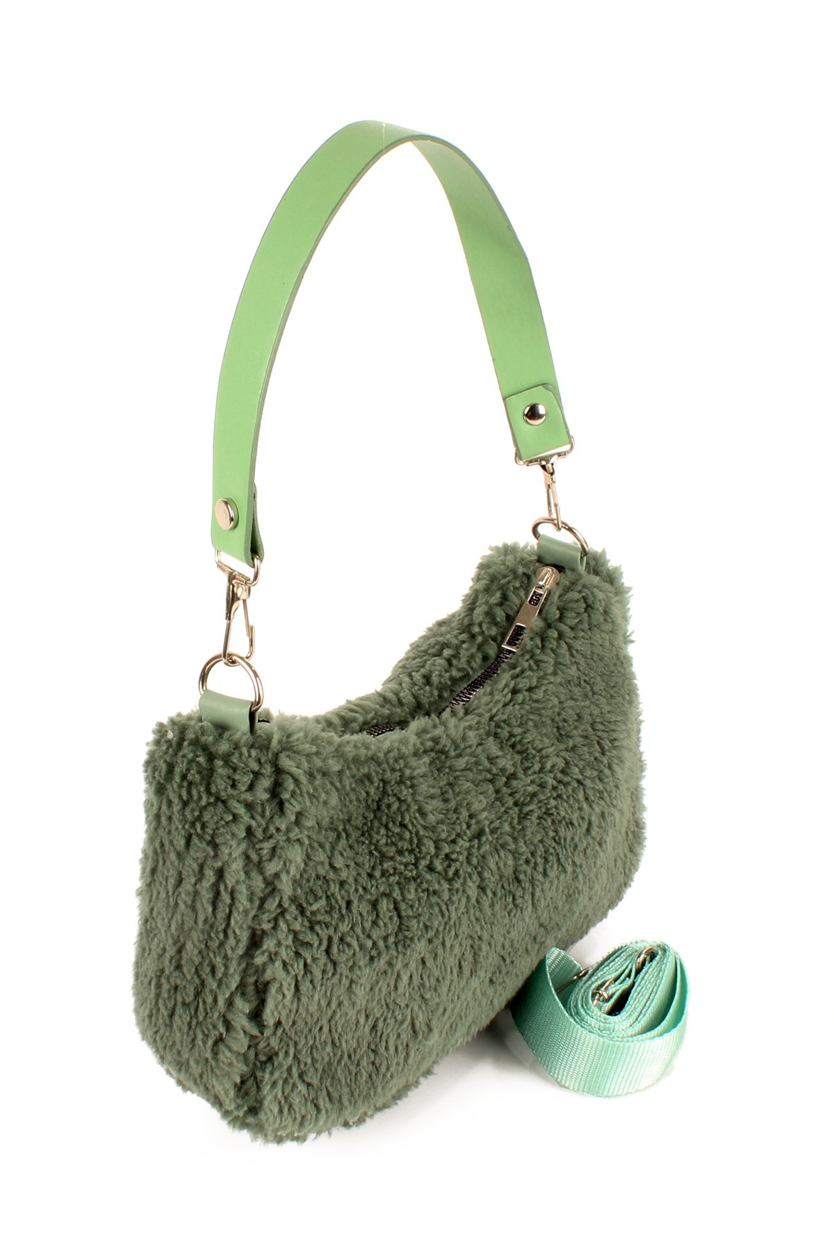 LWE10716-SyhTalhaLuwwe Bag'sKadın Çift Askılı Suni Kürklü-Peluş Baget Omuz Çantası (10716)