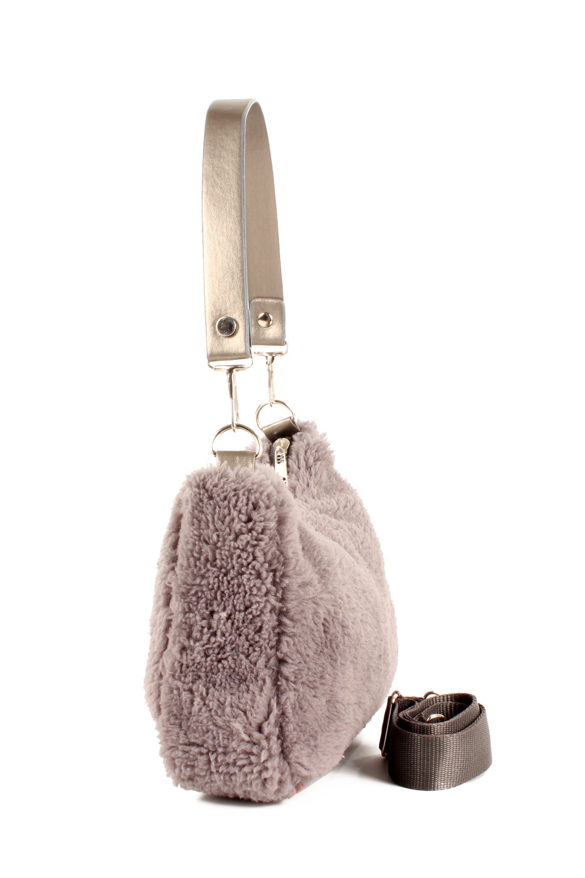LWE10716-SyhTalhaLuwwe Bag'sKadın Çift Askılı Suni Kürklü-Peluş Baget Omuz Çantası (10716)