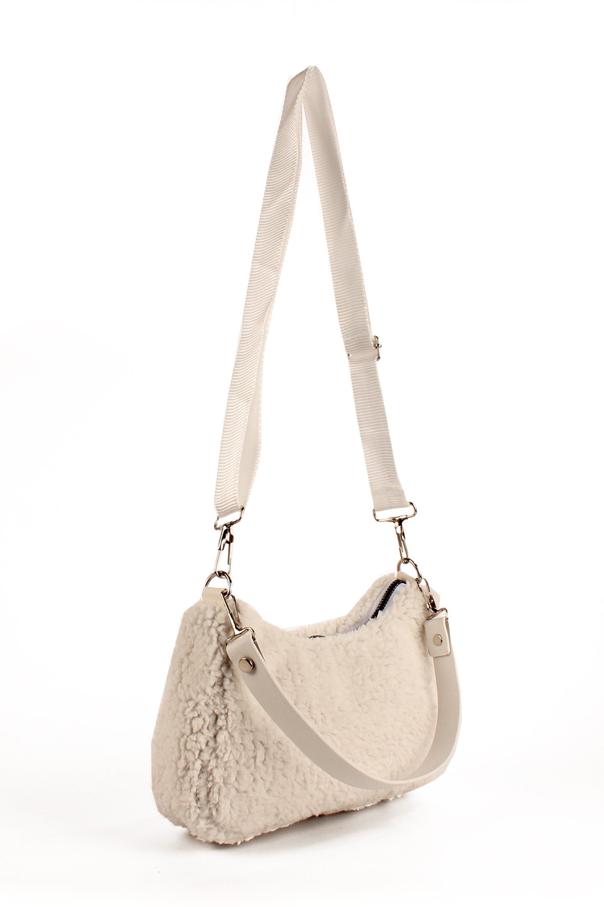 LWE10716-SyhTalhaLuwwe Bag'sKadın Çift Askılı Suni Kürklü-Peluş Baget Omuz Çantası (10716)