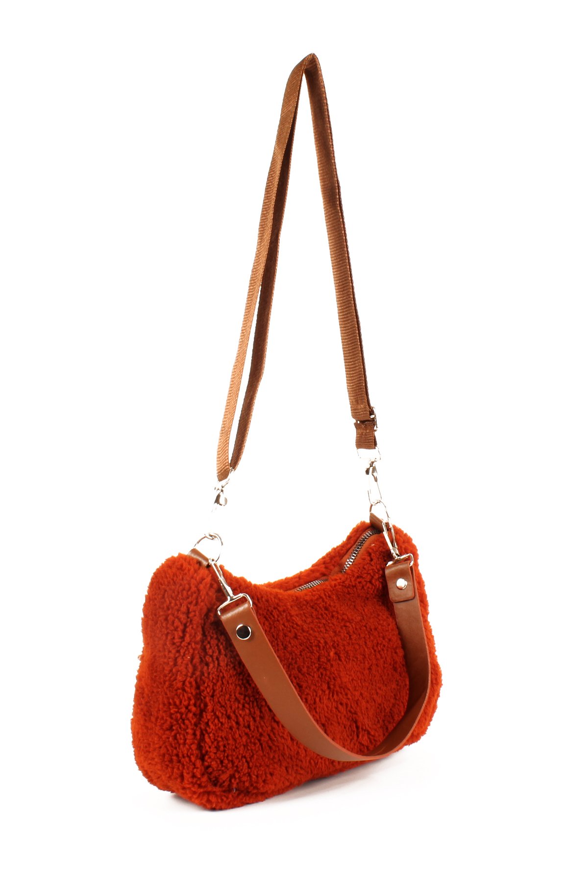 LWE10716-SyhTalhaLuwwe Bag'sKadın Çift Askılı Suni Kürklü-Peluş Baget Omuz Çantası (10716)