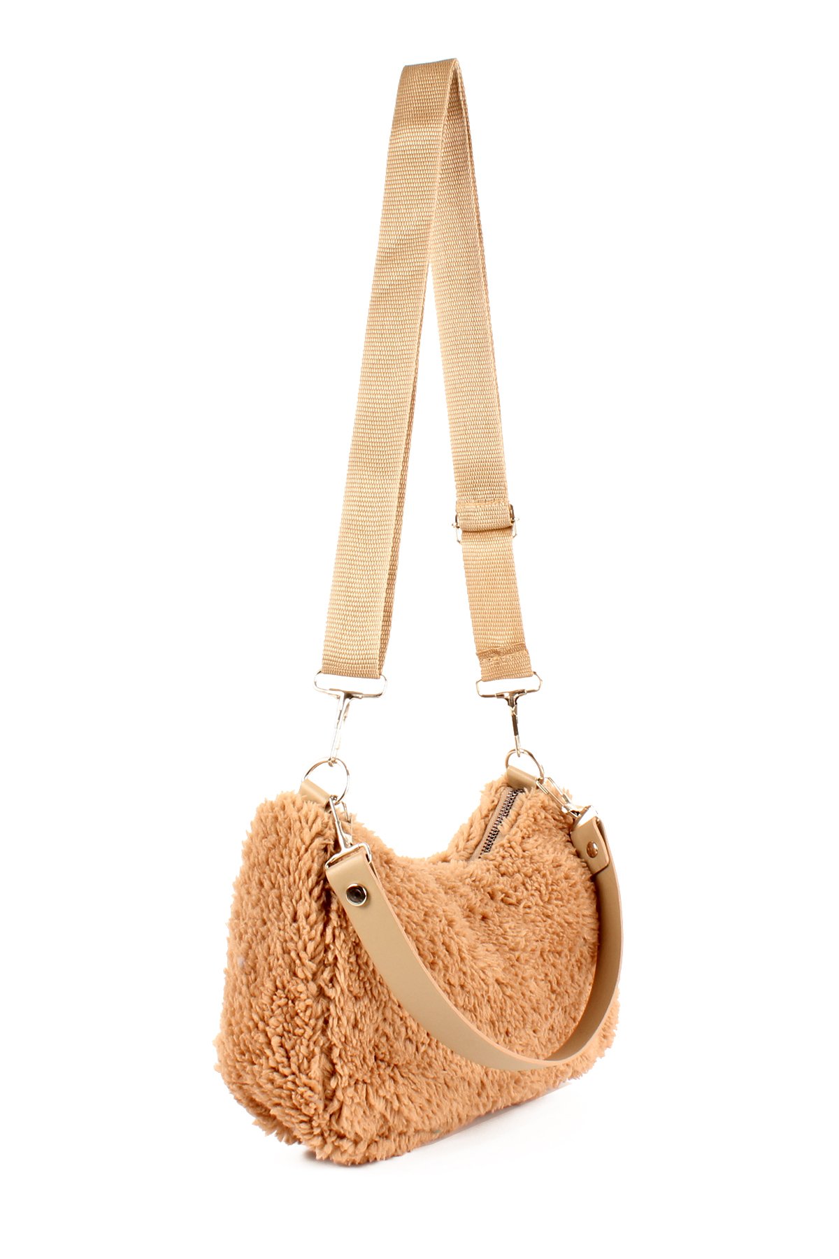 LWE10716-SyhTalhaLuwwe Bag'sKadın Çift Askılı Suni Kürklü-Peluş Baget Omuz Çantası (10716)