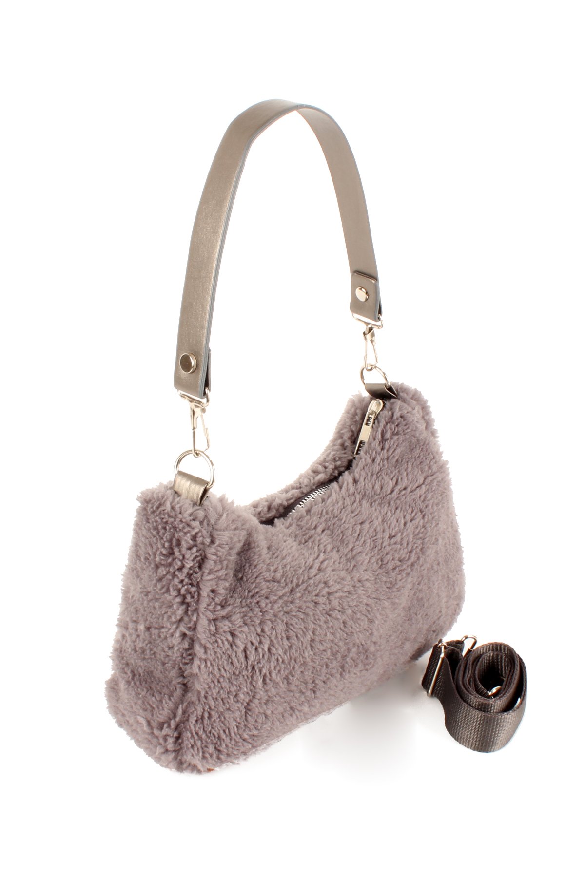 LWE10716-SyhTalhaLuwwe Bag'sKadın Çift Askılı Suni Kürklü-Peluş Baget Omuz Çantası (10716)