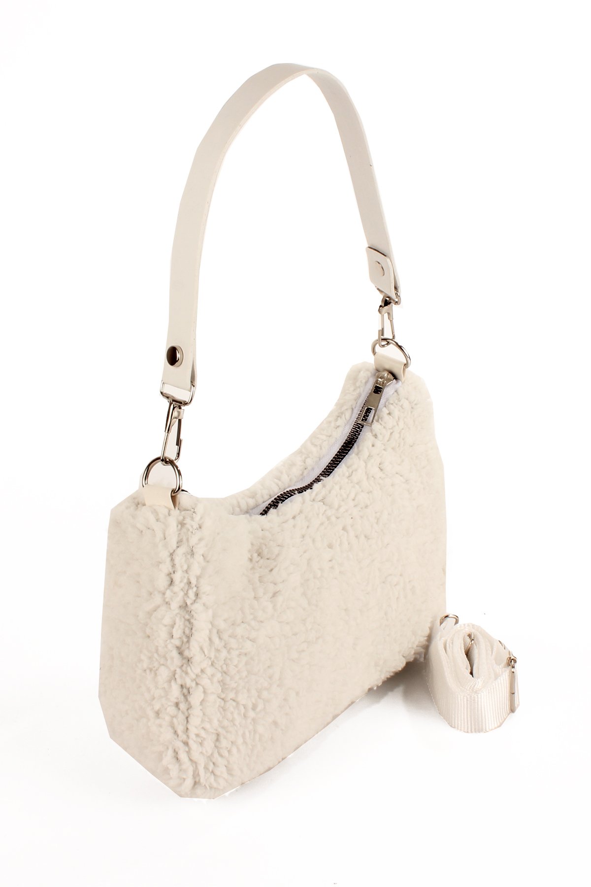 LWE10716-SyhTalhaLuwwe Bag'sKadın Çift Askılı Suni Kürklü-Peluş Baget Omuz Çantası (10716)