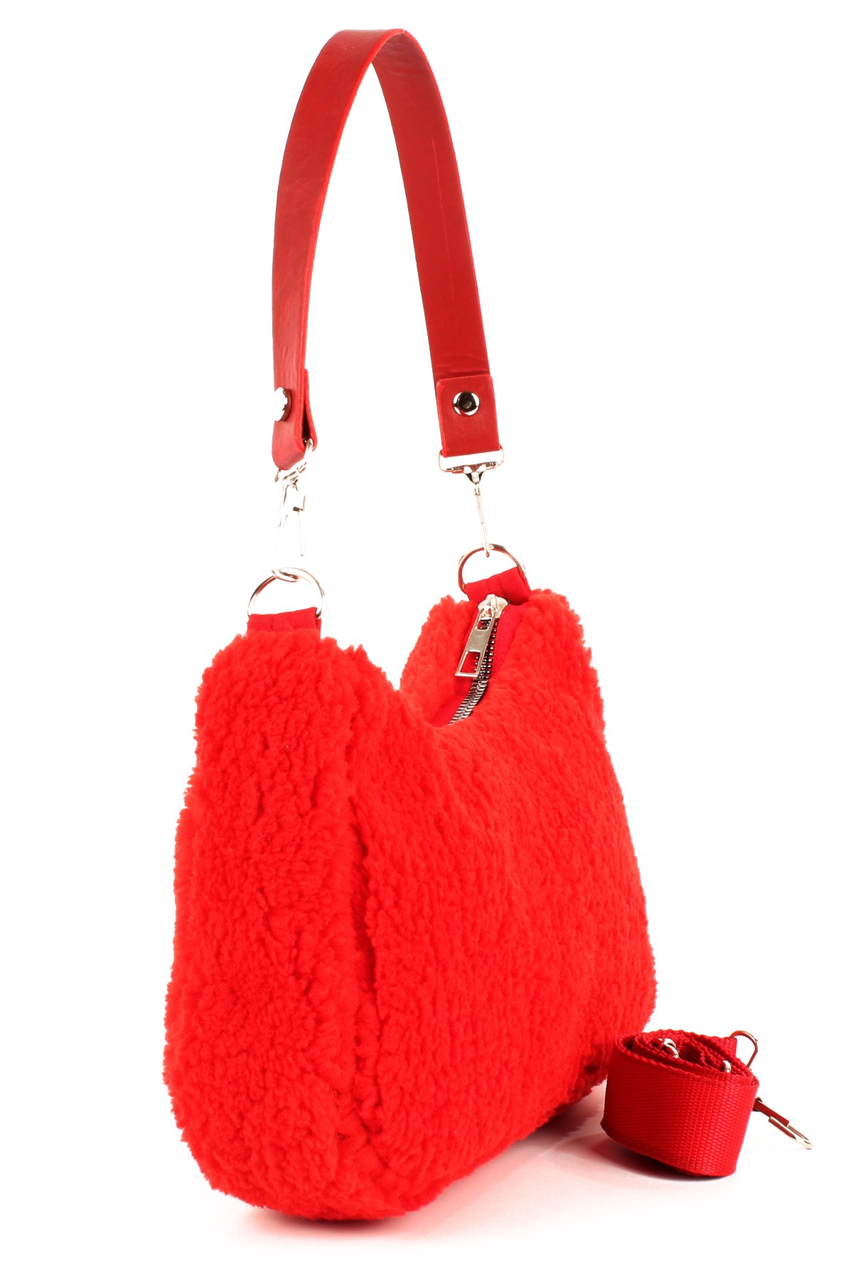 LWE10716-SyhTalhaLuwwe Bag'sKadın Çift Askılı Suni Kürklü-Peluş Baget Omuz Çantası (10716)