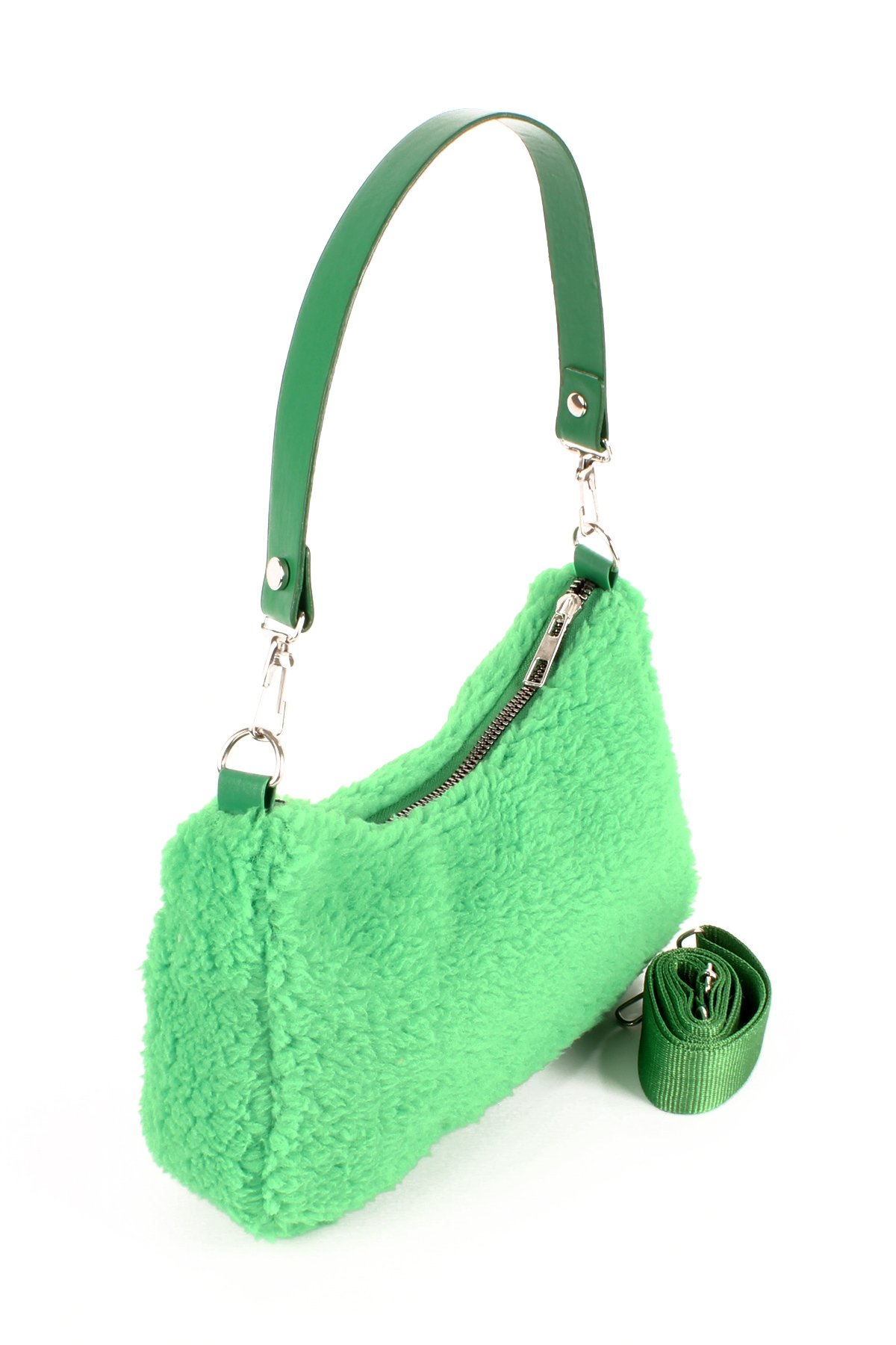 LWE10716-SyhTalhaLuwwe Bag'sKadın Çift Askılı Suni Kürklü-Peluş Baget Omuz Çantası (10716)