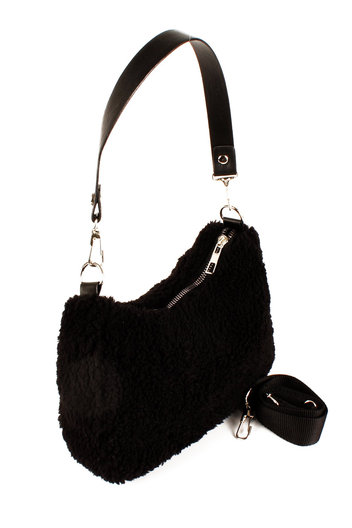 LWE10716-SyhTalhaLuwwe Bag'sKadın Çift Askılı Suni Kürklü-Peluş Baget Omuz Çantası (10716)