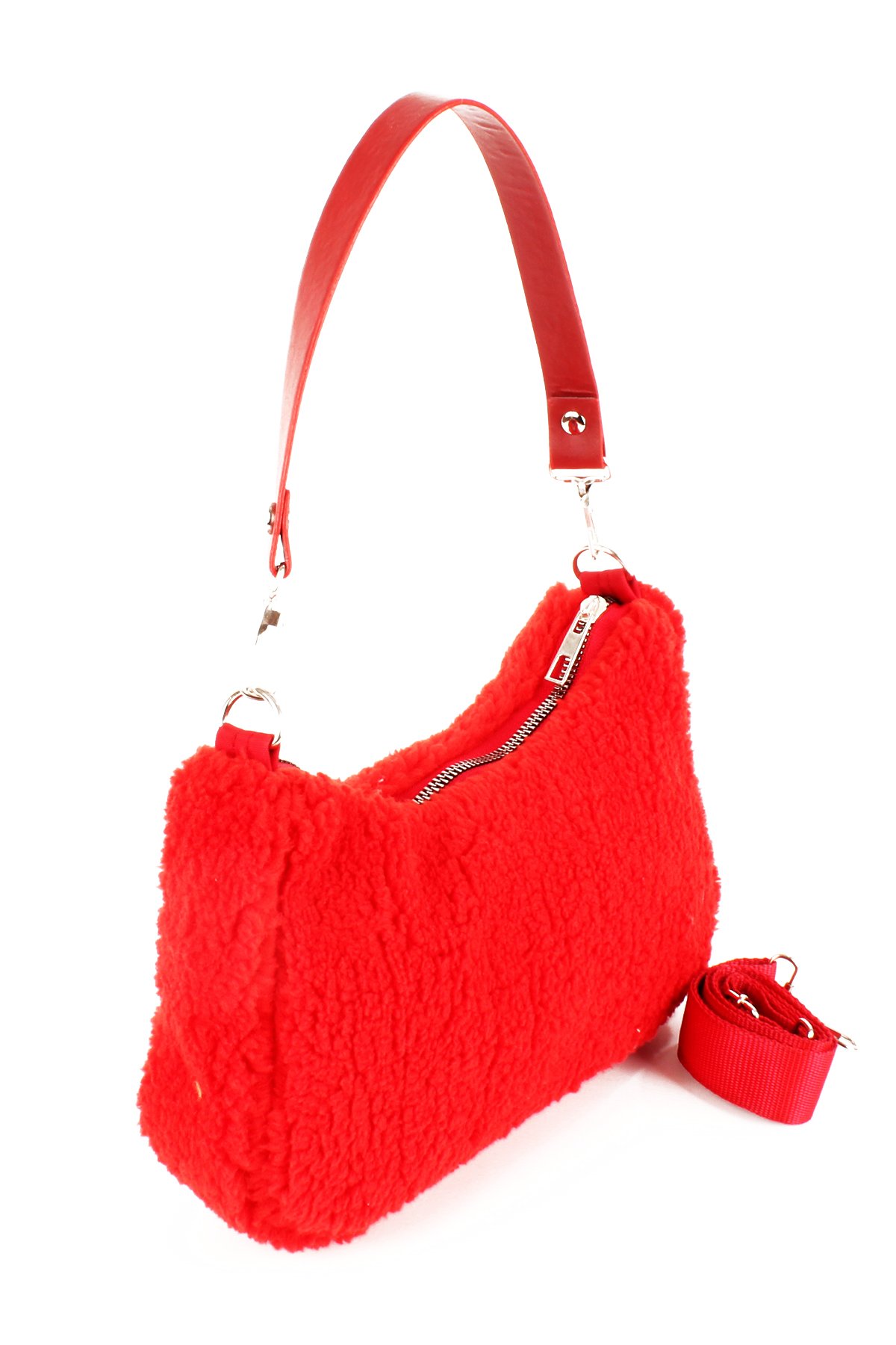 LWE10716-SyhTalhaLuwwe Bag'sKadın Çift Askılı Suni Kürklü-Peluş Baget Omuz Çantası (10716)