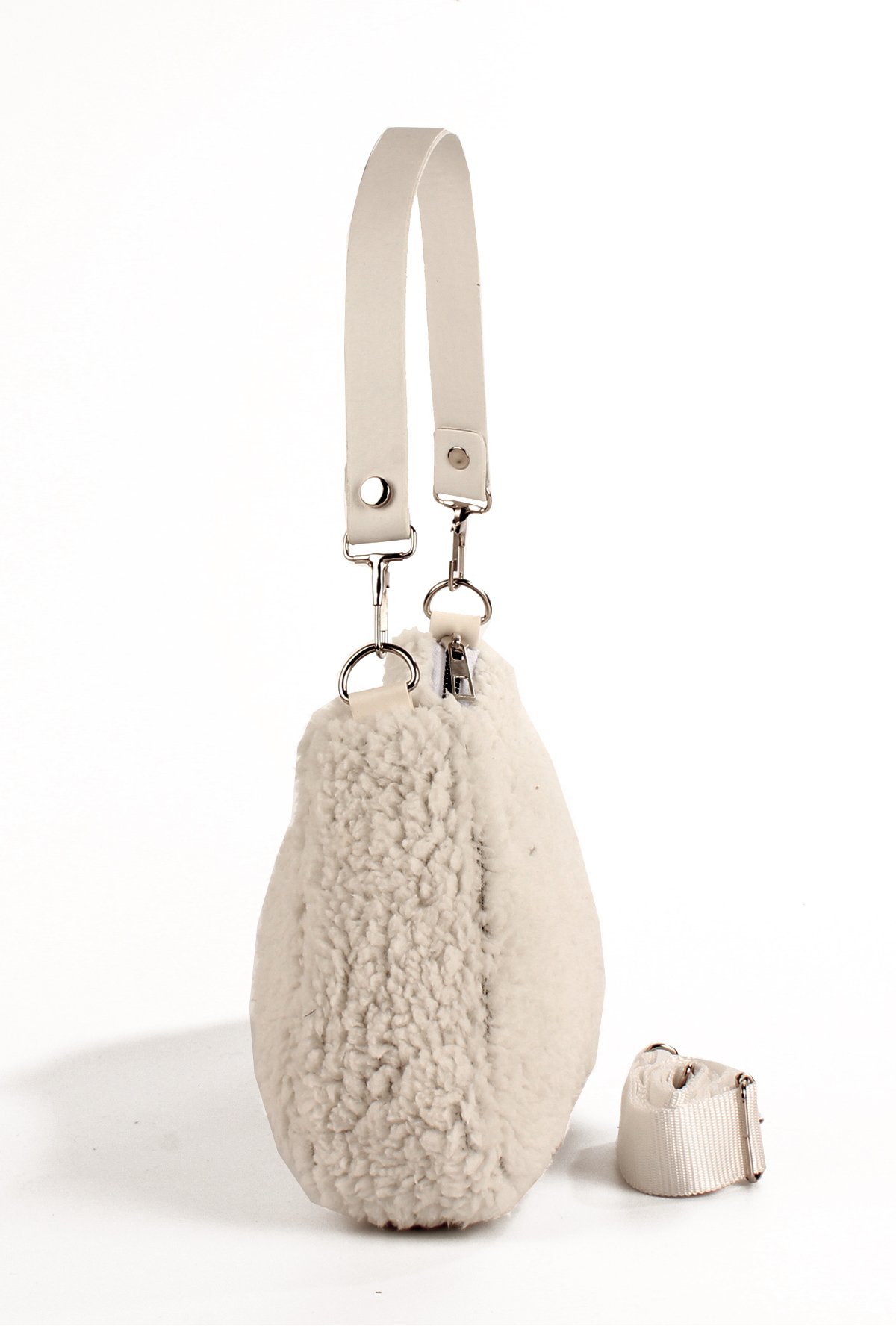 LWE10716-SyhTalhaLuwwe Bag'sKadın Çift Askılı Suni Kürklü-Peluş Baget Omuz Çantası (10716)