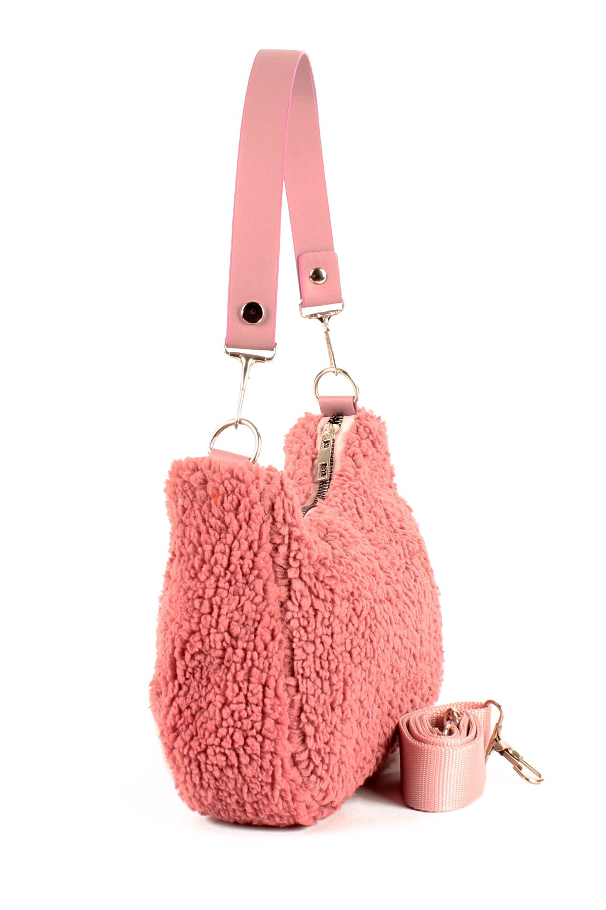 LWE10716-SyhTalhaLuwwe Bag'sKadın Çift Askılı Suni Kürklü-Peluş Baget Omuz Çantası (10716)