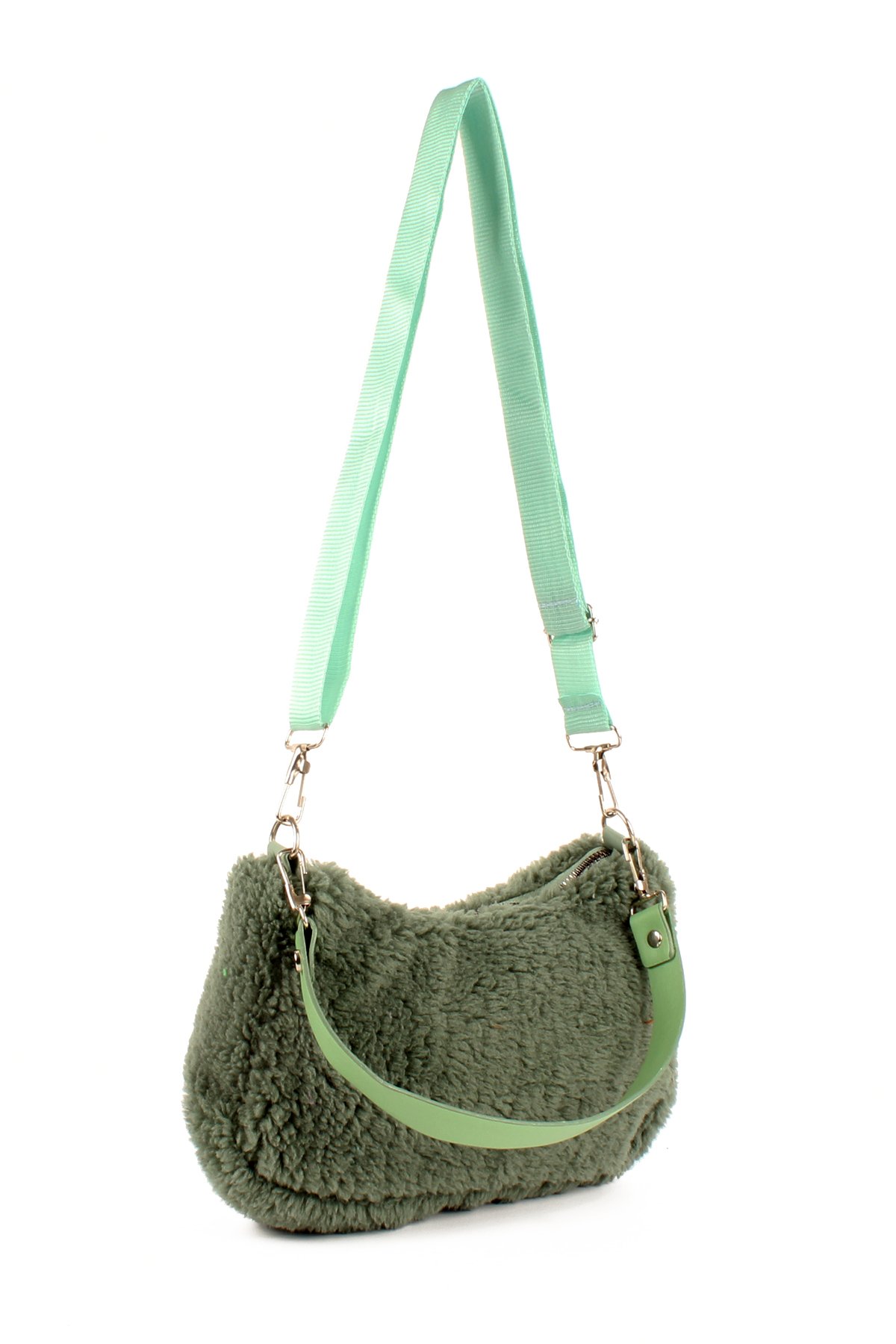 LWE10716-SyhTalhaLuwwe Bag'sKadın Çift Askılı Suni Kürklü-Peluş Baget Omuz Çantası (10716)